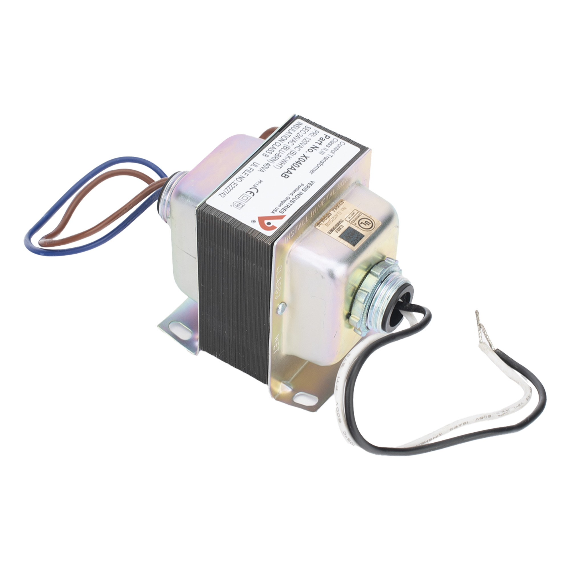 Transformador de Control / Primario 120 VCA / Secundario 24 VCA / 40 VA / Protección Inherente / Aislamiento Clase 2 / Doble Hub Roscado / -40 a 65 °C — HONEYWELL BMS · SKU V-X040AAB
