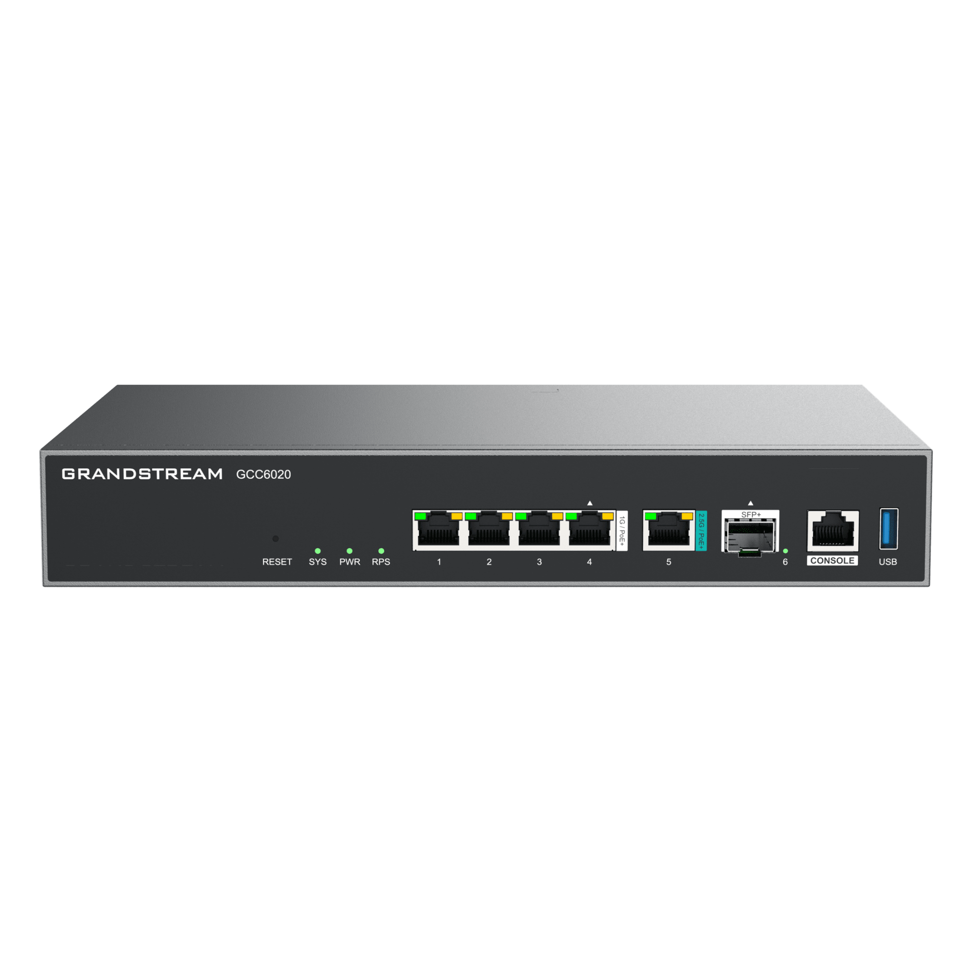 Router VPN / Firewall NGFW / IP PBX / Switch / 4 Puertos Gigabit / 1 Puerto SFP+ 10 Gbps / 1 Puerto 2.5 Gbps / Hot Standby — GRANDSTREAM · SKU GCC6020