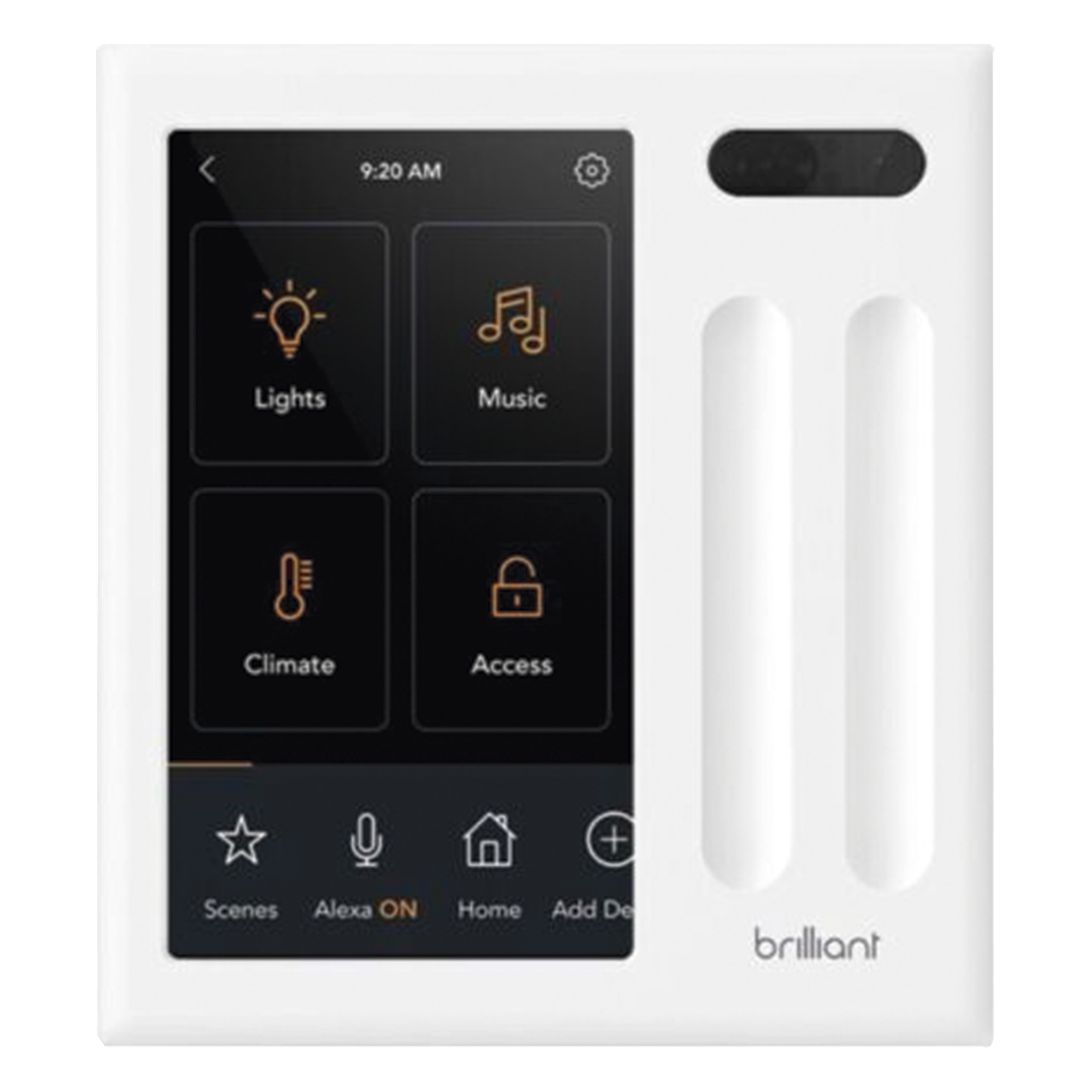 Controlador de Iluminación Inteligente / Pantalla Táctil LCD 5 — BRILLIANT · SKU BHA120USWH2C