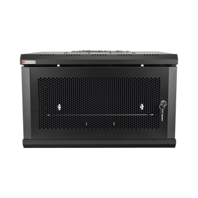 Gabinete Rack de Pared / 19 Pulgadas / 6U / 600 x 550 x 368 mm (23.6 x 21.7 x 14.5 in) / Carga Estática 60 kg / IP20 / Ventiladores AC / Panel Cepillo para Cables — PRECISION · SKU PS06550DU