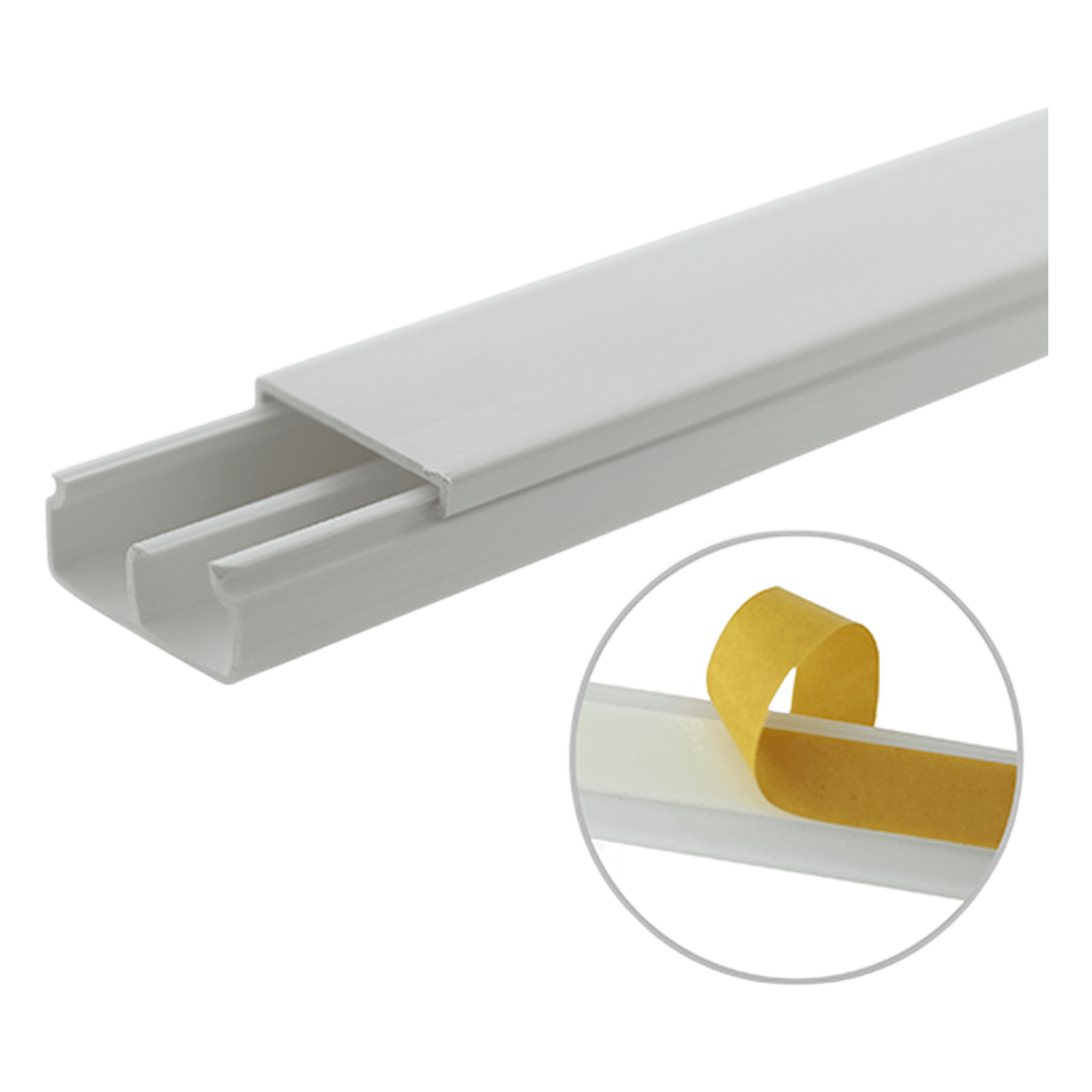 Canaleta PVC / 20 x 10 mm / División Interna / 1.83 m (6 ft) / Auto-extinguible / Cinta Adhesiva / NOM-001-SEDE — THORSMAN · SKU TMK-1020-CD-CC