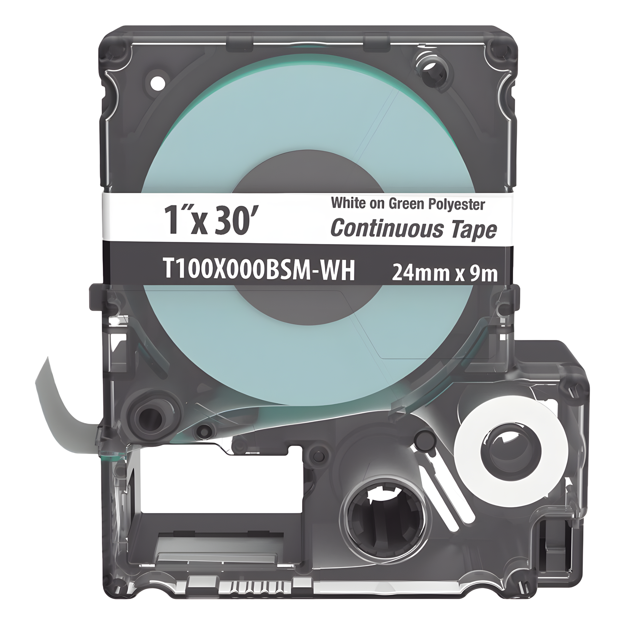 Casete de Etiquetas Continuas / Poliéster / 24 mm (0.94') Ancho / 9.1 m (29.86') Largo / Blanco sobre Verde / Interior-Exterior — PANDUIT · SKU T100X000BSM-WH
