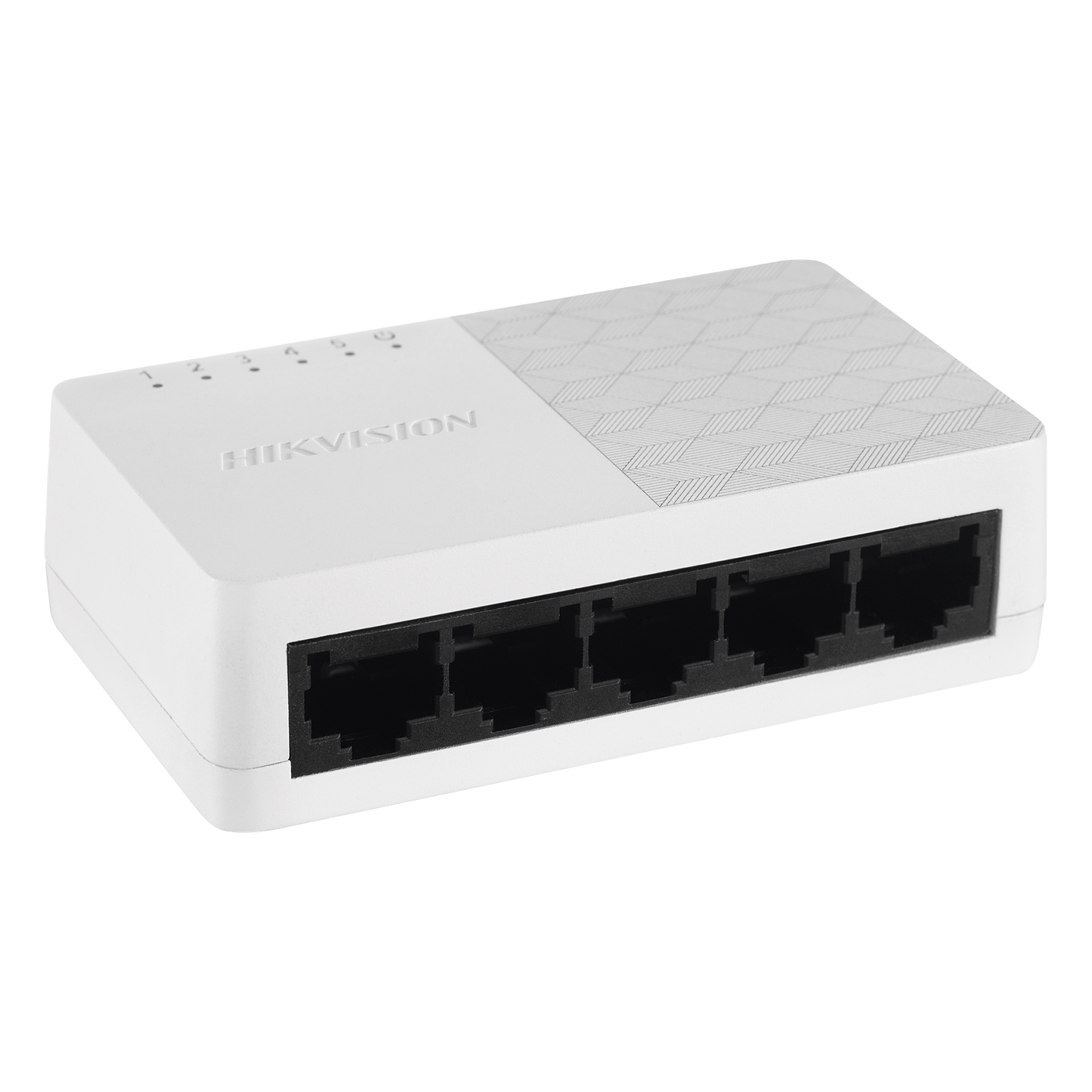 Switch de Escritorio / 5 Puertos Fast Ethernet 10/100 Mbps / Alimentación Integrada 5 VCC / Diseño Compacto 124 x 22 x 54 mm — HIKVISION · SKU DS-3E0105D-O