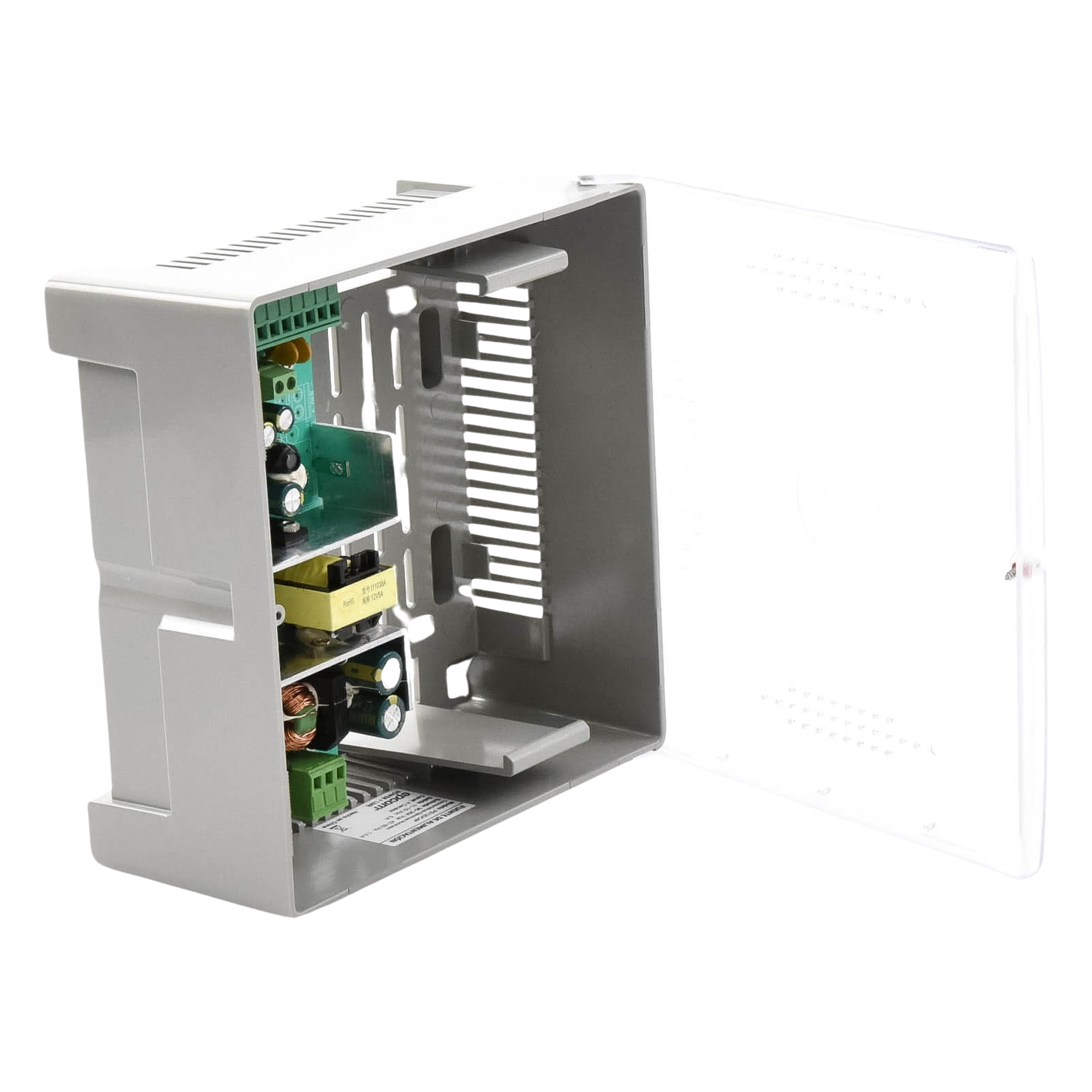 Fuente de Poder con Gabinete de 4 Salidas de 11 - 15 Vcc / 5 Amper /  Voltaje de Entrada: 96 - 264 Vca / Soporta Protección contra Sobrecorriente de Salida, Protección contra Cortocircuito / Led Indicador