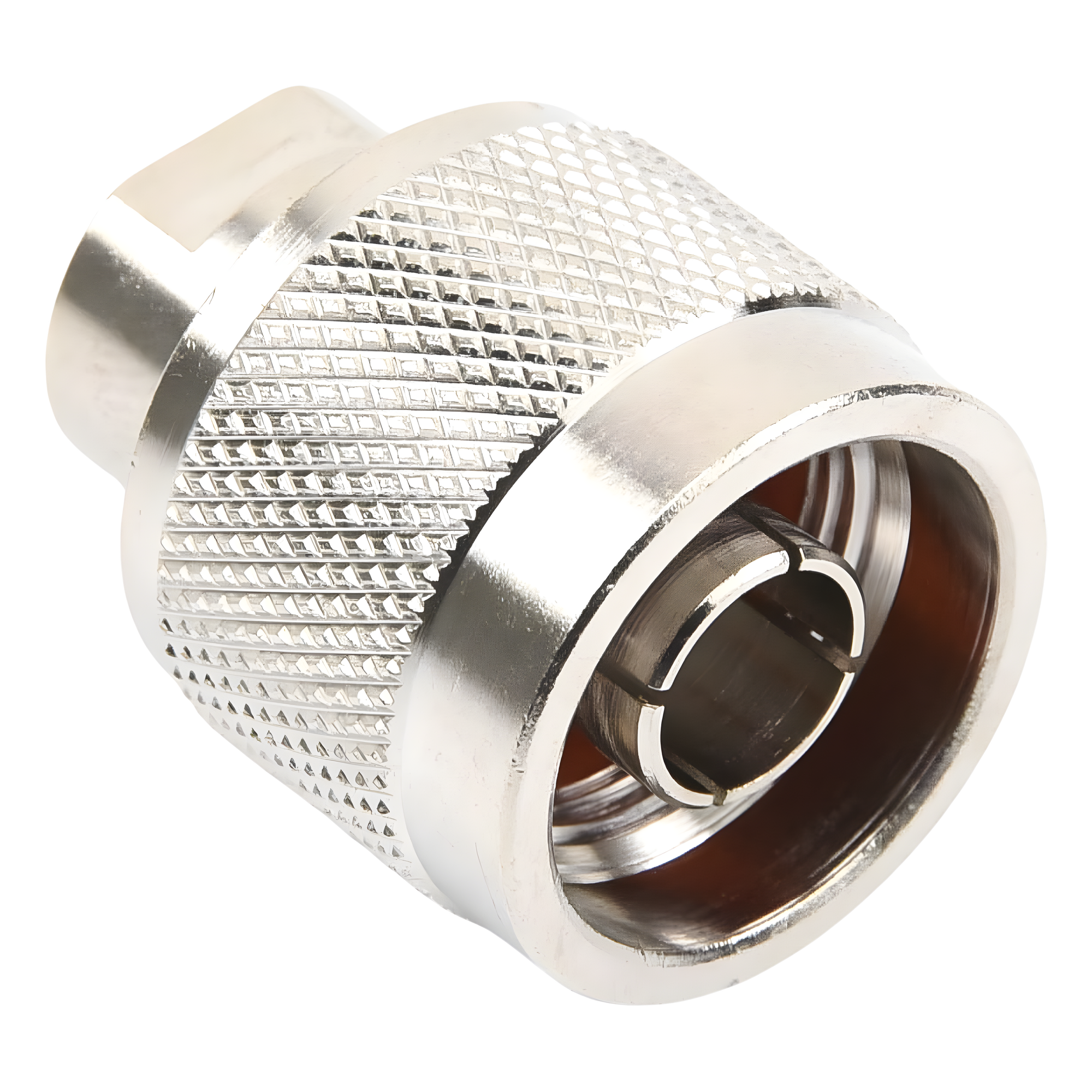 Conector Coaxial N Macho / Anillo Plegable / RG-174/U, Belden 8216 / Bronce Niquelado / Contacto Oro
