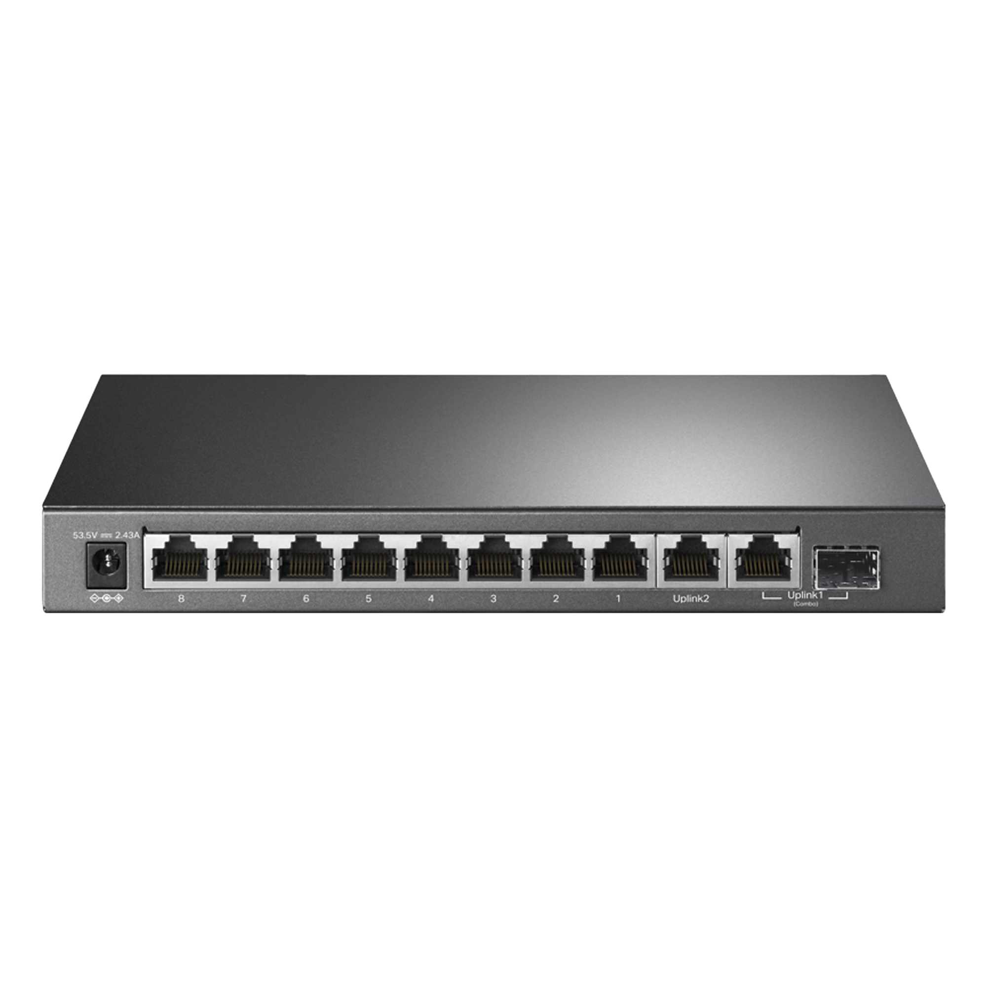 Switch PoE+ No Administrable de Escritorio / 10 Puertos / 8 Puertos PoE+ 802.3af/at / Presupuesto 123 W / Alcance Extendido 250 m (820 pies) / Rendimiento 20 Gbps — TP-LINK · SKU TLSG1210MP