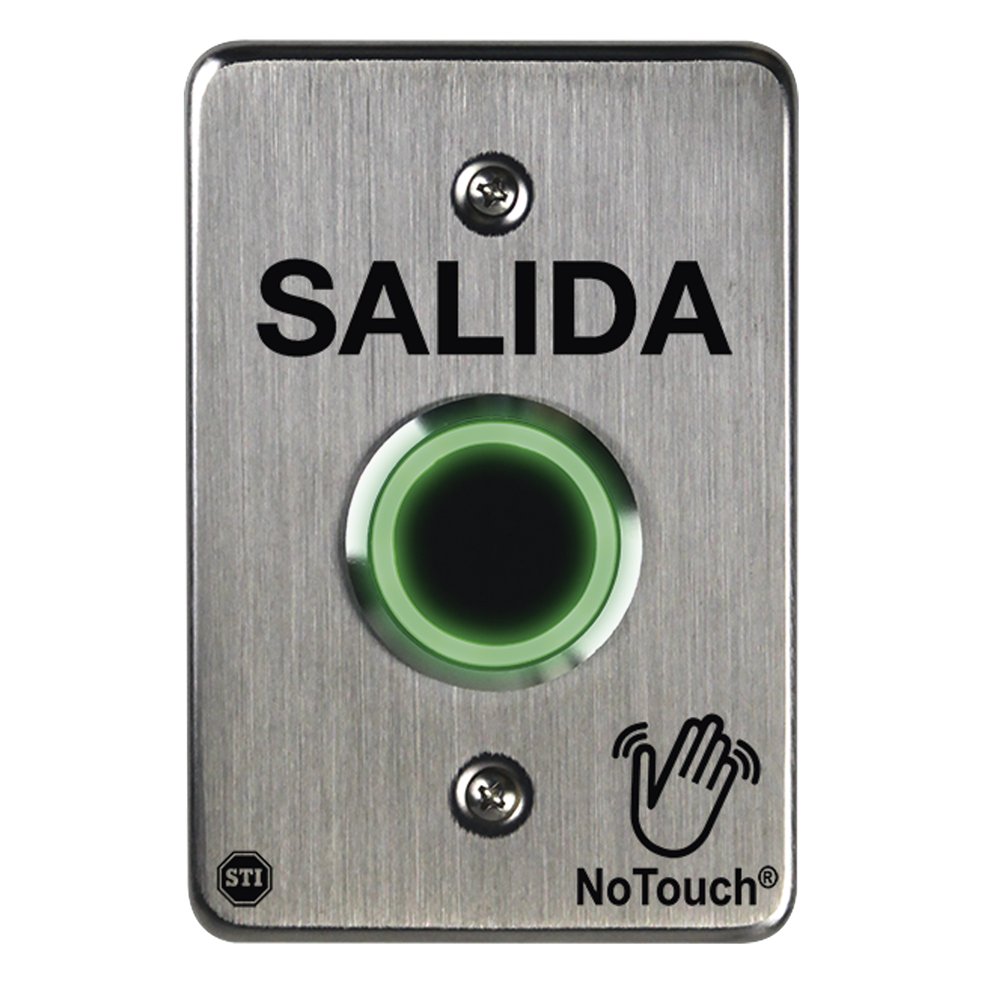 Botón de Salida NoTouch / IR Sin Contacto / Acero Inoxidable 304 / Tiempo Ajustable 0.5-20 s / Contacto Seco C / LED Bicolor — STI · SKU NT-SS101-ES