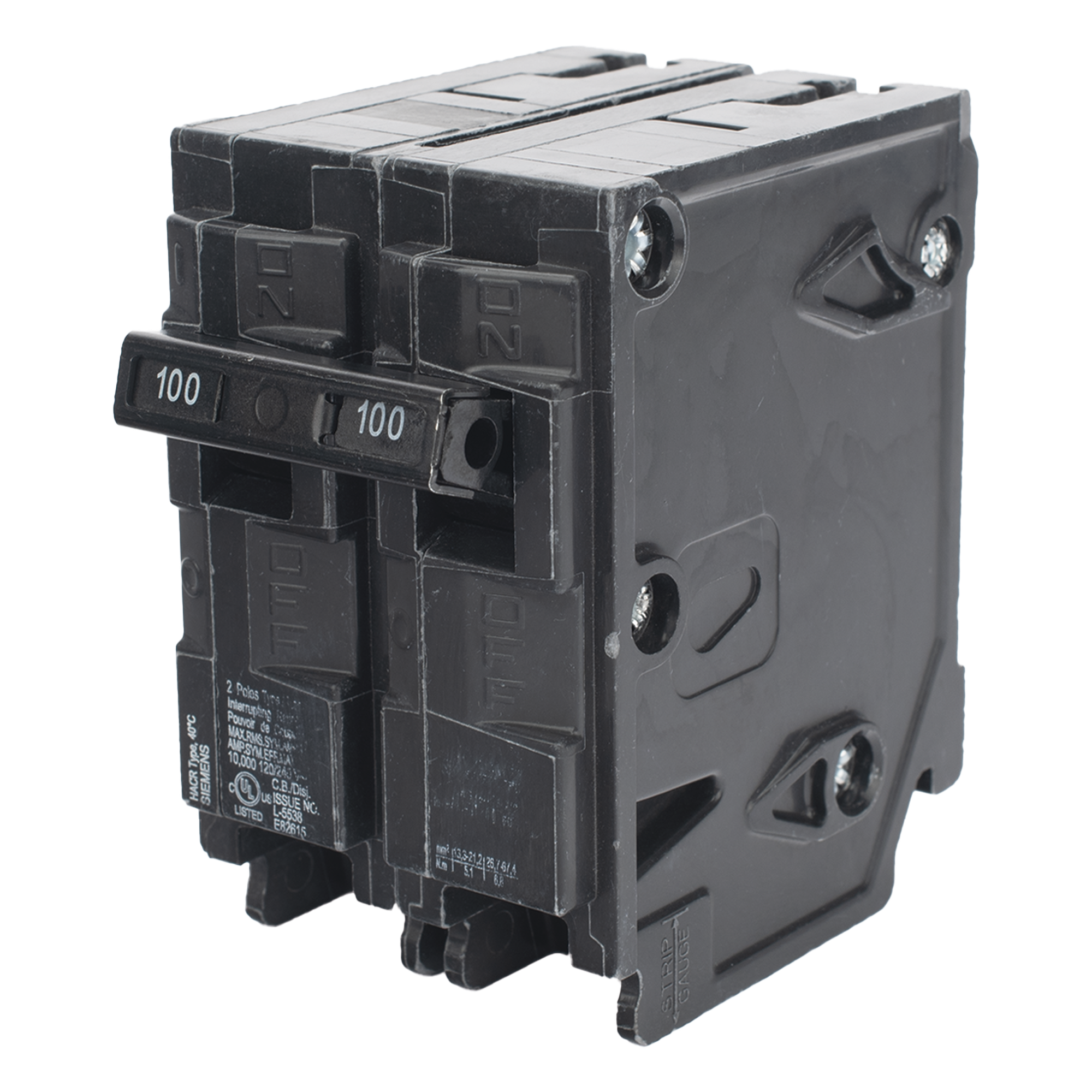 Interruptor Automático Enchufable / 2 Polos / 100 A / 120/240 VCA / 10 kAIC / UL 489 — SIEMENS · SKU Q2100