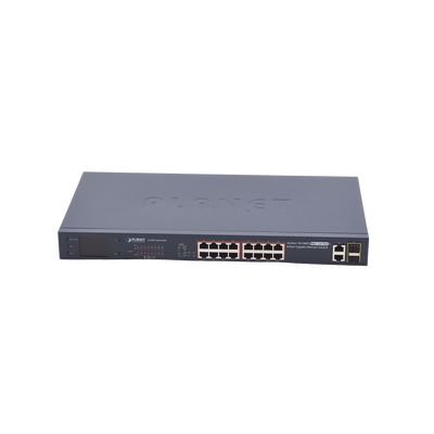 Switch No Administrable PoE+ Extender, Aislamiento VLAN de 16 Puertos +, 2 Combo TP/SFP Gigabit y Pantalla 