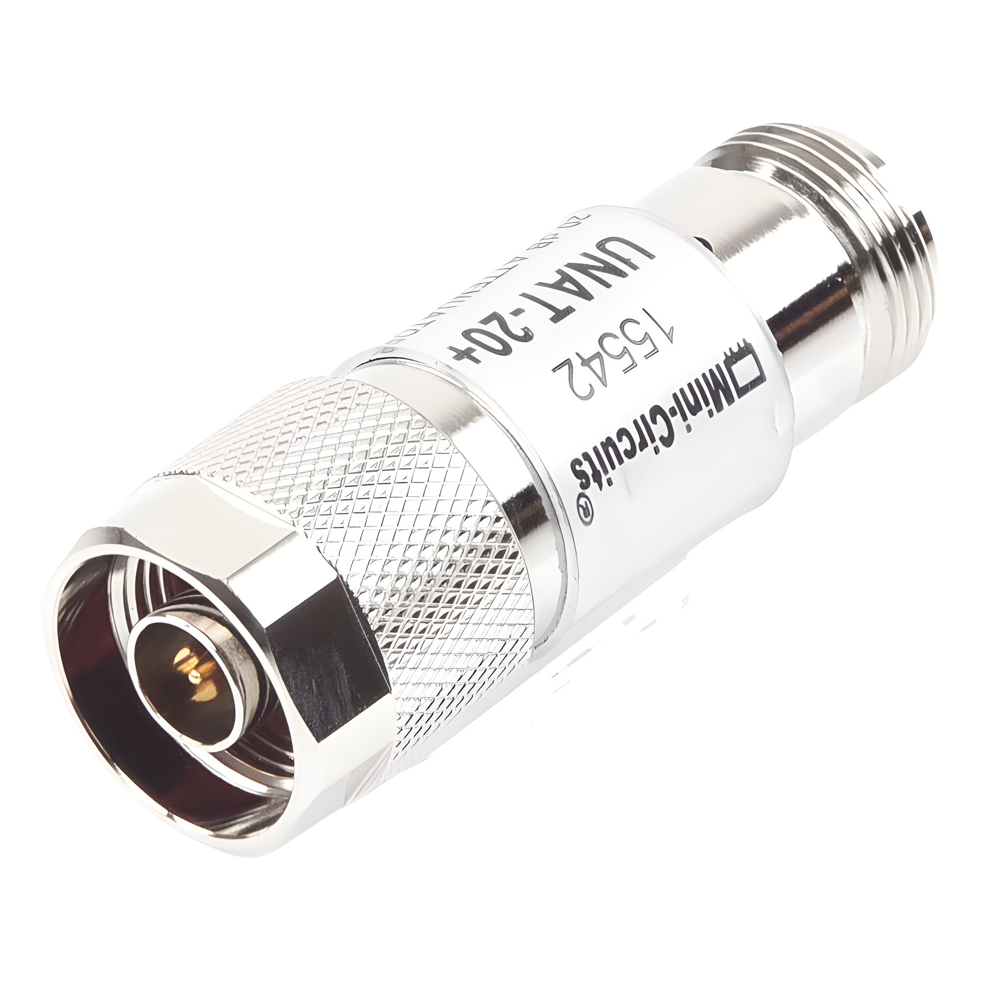 Atenuador en Línea / 20 dB ±0.3 dB / 0.5 W / DC-6 GHz / Conectores N Macho-Hembra / 50 Ω — MINI CIRCUITS · SKU UNAT-20