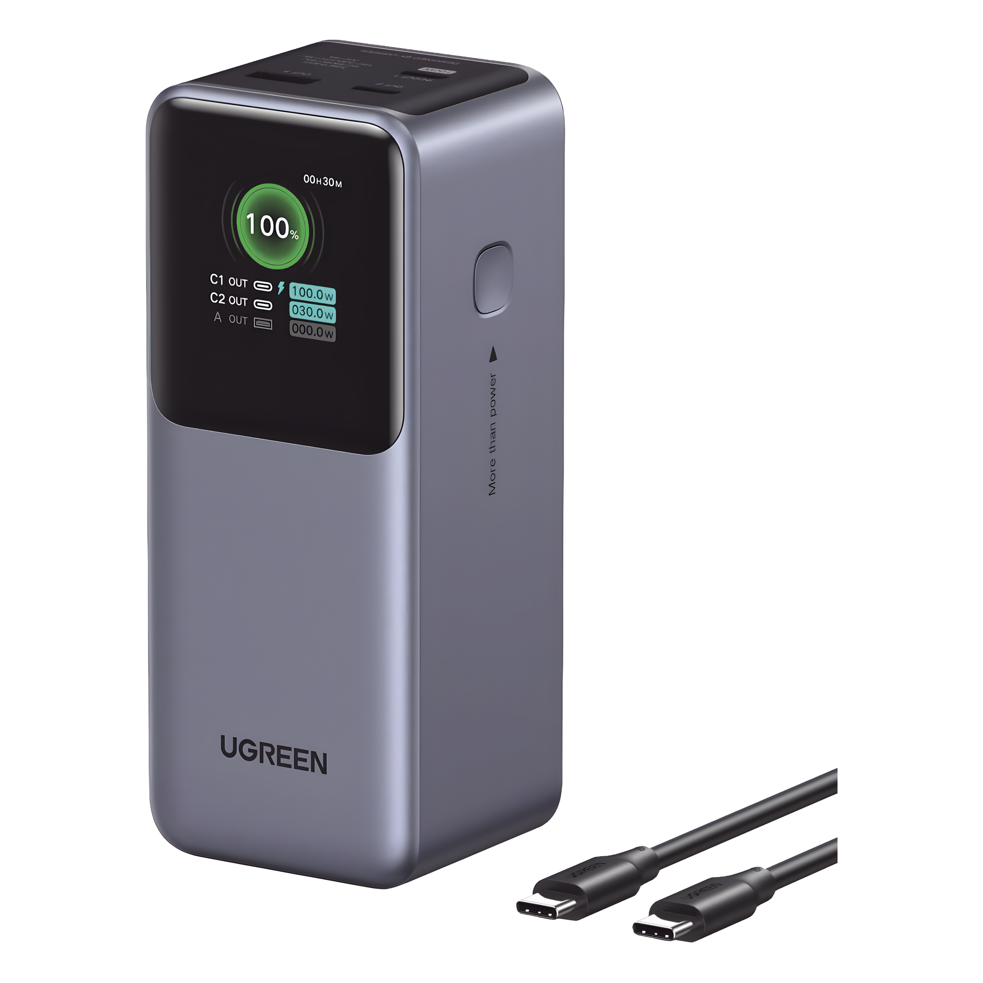 Power Bank / 20000mAh / 130W Max / 3 Salidas / PD 3.0 / QC3.0 / Pantalla TFT / Carcasa Ignífuga — UGREEN · SKU 35524B