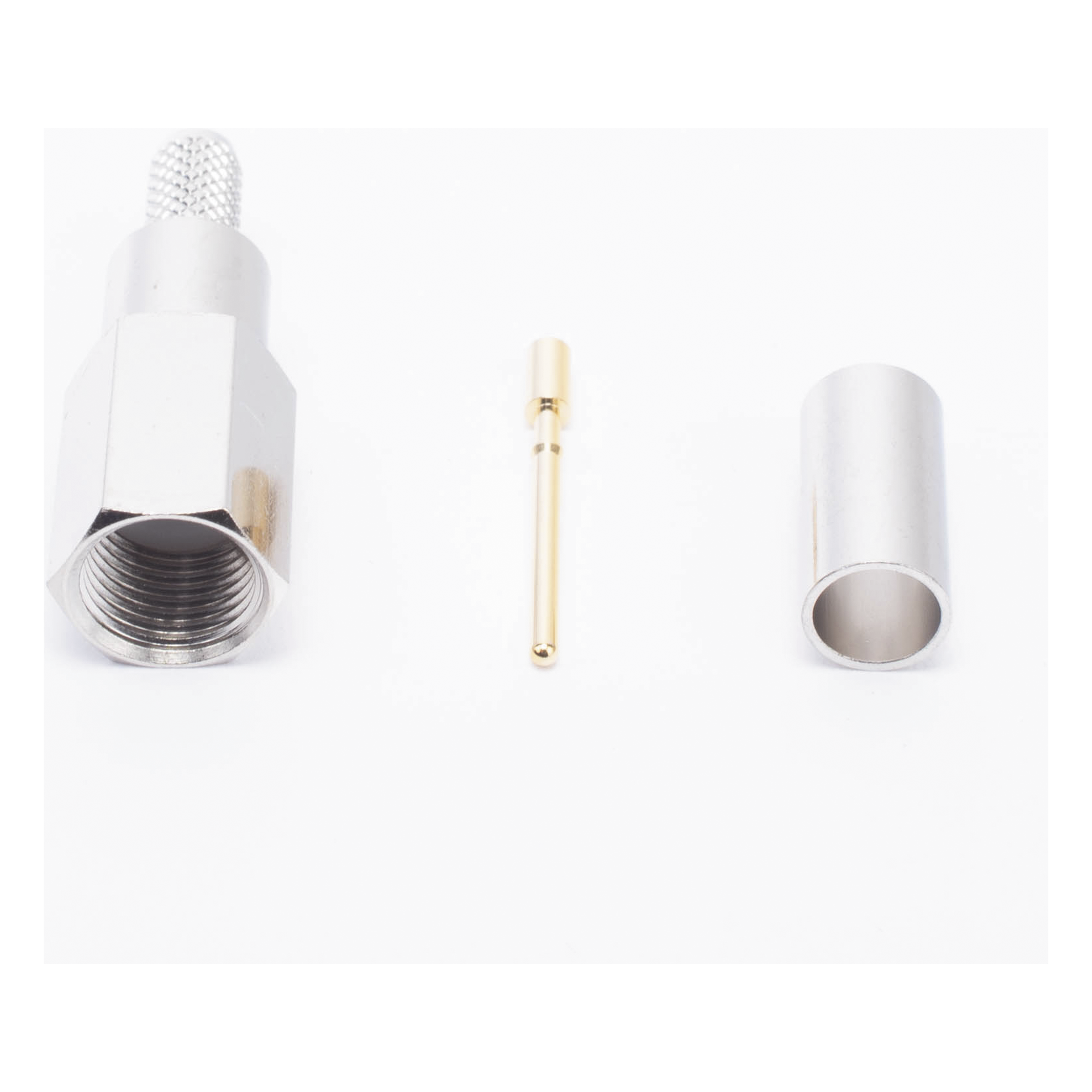 Conector Coaxial FME Macho / Anillo Plegable / Cable RG-58/U / Cuerpo Níquel / Contacto Oro / Aislante Teflón