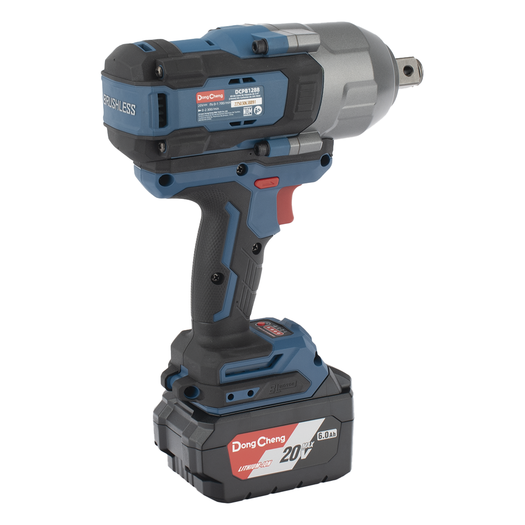 Llave de Impacto Inalámbrica / 20V / Entrada 3/4 in / Par Máximo 1700 Nm / 3 Velocidades / 2 Baterías 6.0 Ah