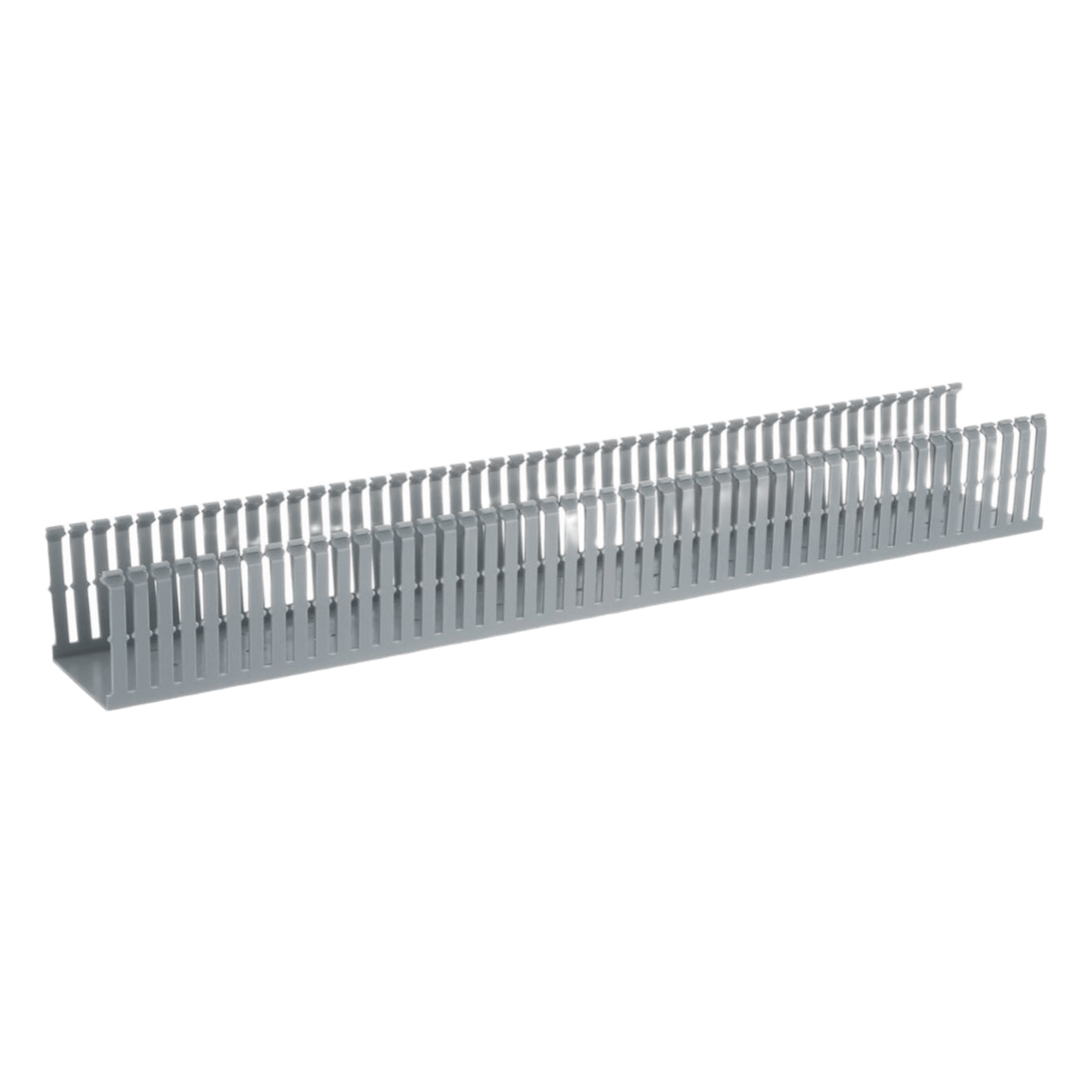 Canaleta Ranurada de PVC con Tapa / Tipo F / 82.6 mm Ancho / 79.2 mm Alto / 2 m (6.56 ft) Largo / Gris — PANDUIT · SKU FC3X4LG2