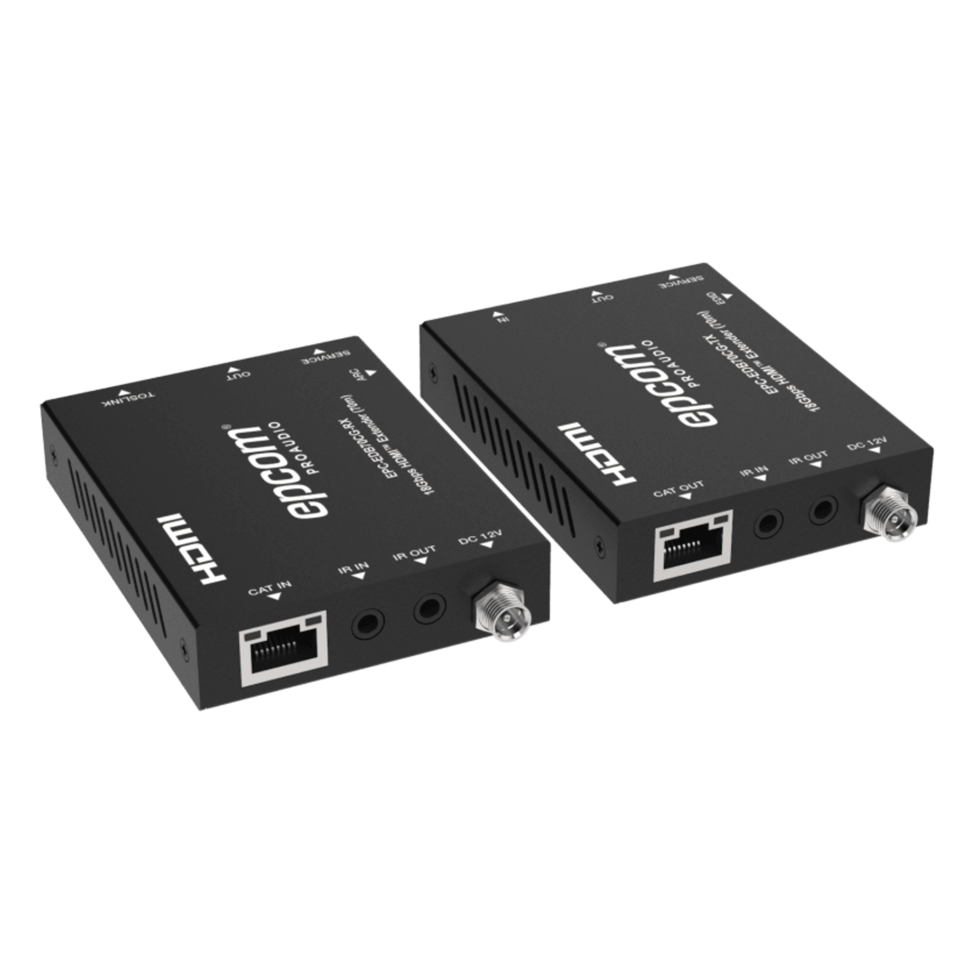Extensor HDMI / 4K@60Hz 4:4:4 / HDR y Dolby Vision / Transmisión 70 m (229.7 ft) por CAT6/6a / PoC Bidireccional / ARC y Audio Óptico / EDID e IR — EPCOM PROAUDIO · SKU EPC-EDB70CG