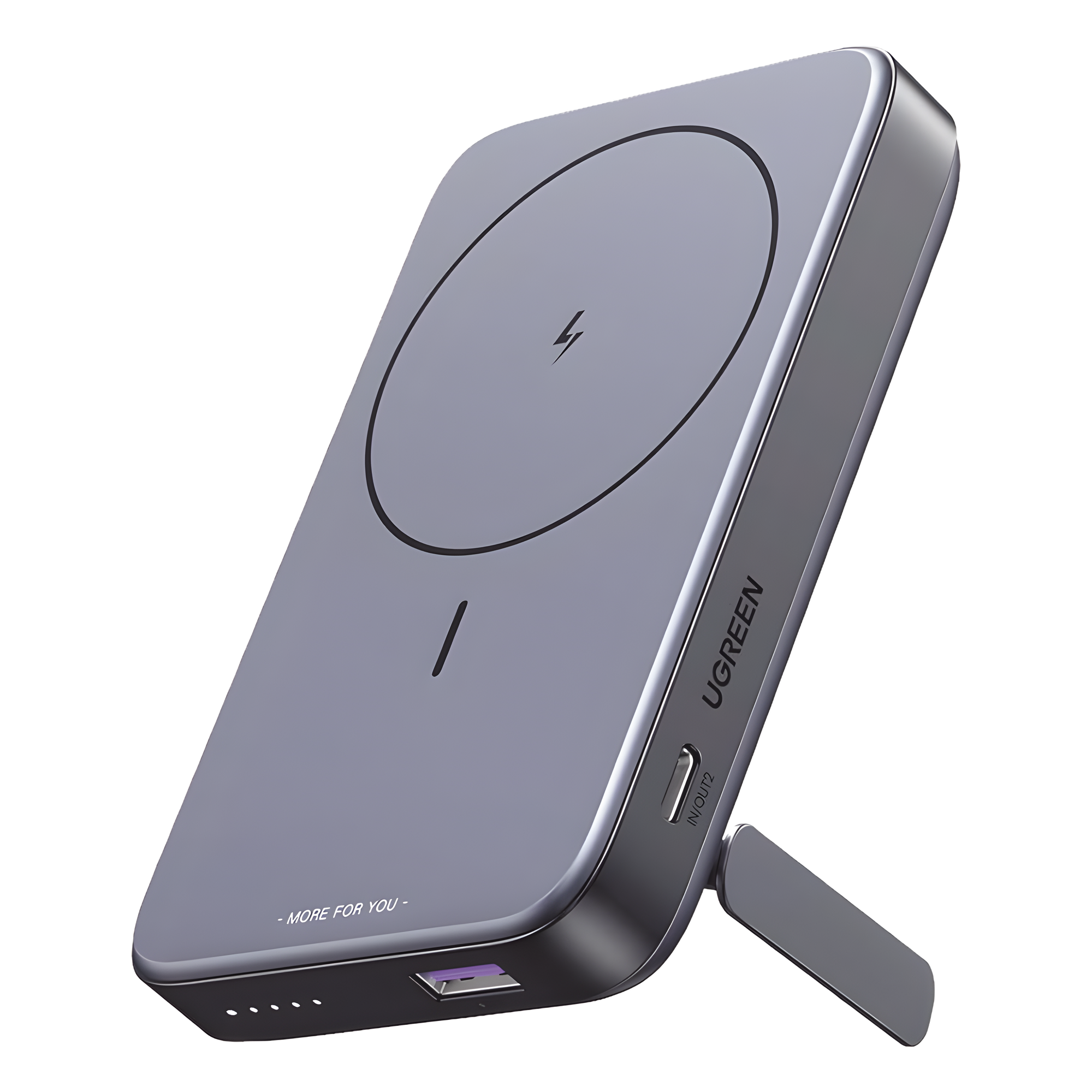 Power Bank MagSafe de 10000mAh NEXODE | 20W | 1 USB-C | 1 USB-A | Carga Rápida bidireccional | Soporta modo Standby | Soporte Plegable |  Ultra Delgado | Ultra ligero | Compatible con iPhone 15/14/13/12 | Color Gris. — UGREEN · SKU 15086B