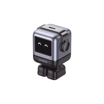 Cargador Mini GaNRobot 30W serie UNO | 1 USB-C de Carga Rápida | Tecnología GaN II | Multiprotocolo PD/QC/SCP/FCA | Carga Inteligente | Pantalla LED | Zapato Magnético Extraíble | Thermal Guard | Color Negro.