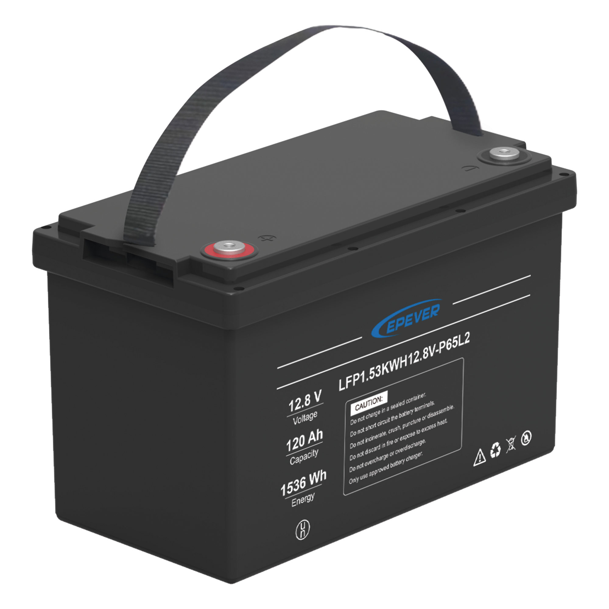 Batería LiFePO4 Ciclo Profundo / 12.8 Vcc / 120 Ah / 1.53 kWh / IP65 / 4000 Ciclos / Serie-Paralelo hasta 4 Unidades — EPEVER · SKU LFP120EP12.8