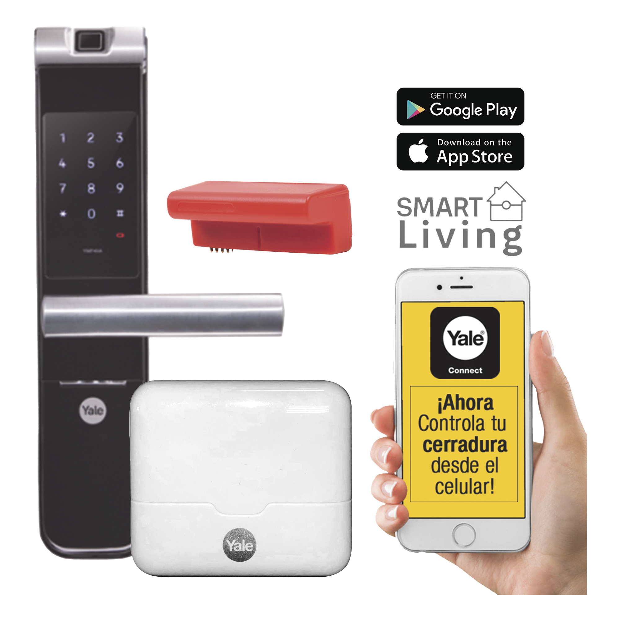 Kit Cerradura Electrónica Inteligente / Apertura por Código, Biometría y Smartphone / 100 Huellas y 100 PINs / Puertas 35-90 mm / Cierre Automático / Wi-Fi — YALE-ASSA ABLOY · SKU MX89367