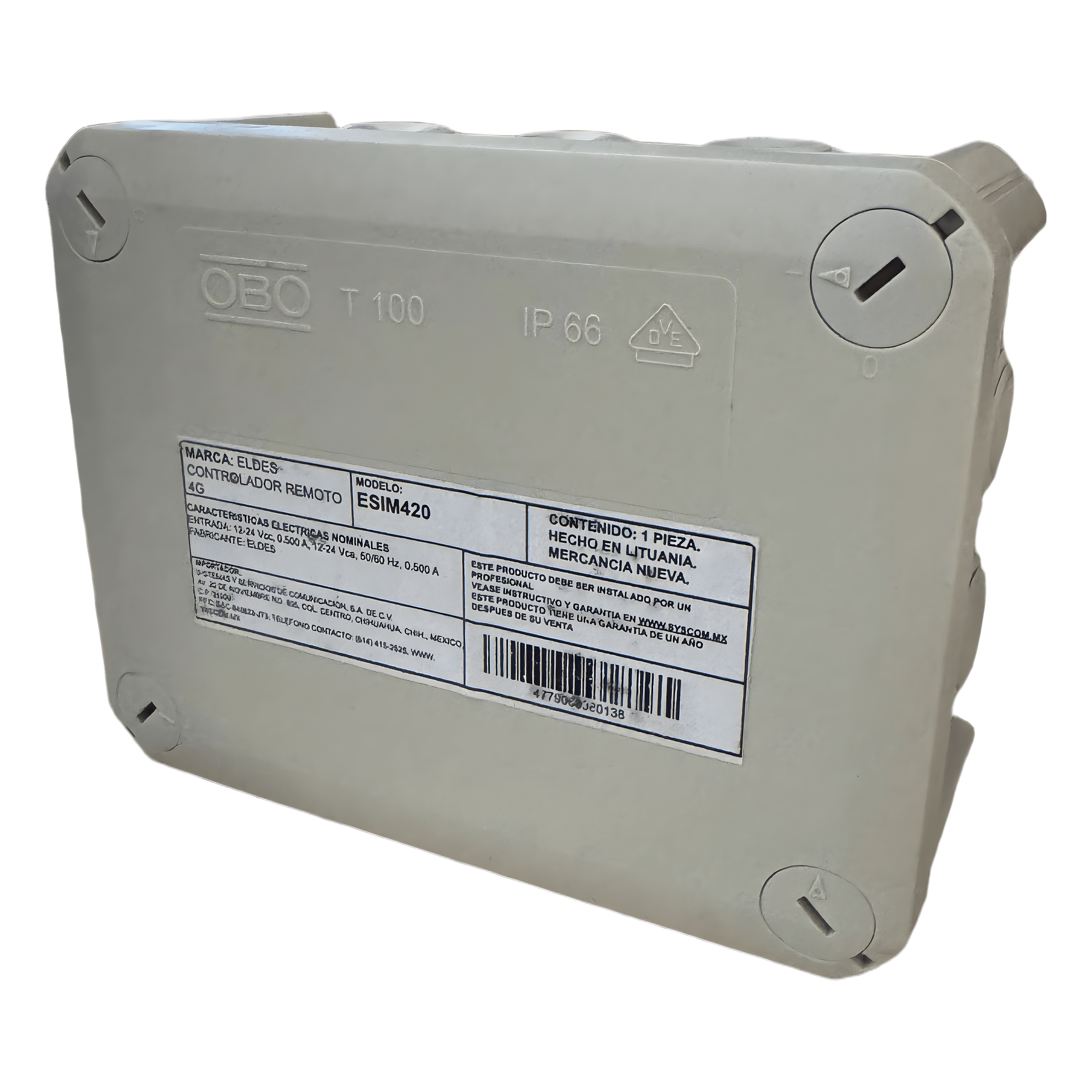 Controlador Remoto 4G / Activación por APP o Llamada / 2000 Usuarios / Caja NEMA IP67 / Doble Relé NO/NC / Registro 1000 Eventos — ELDES · SKU ESIM420IP