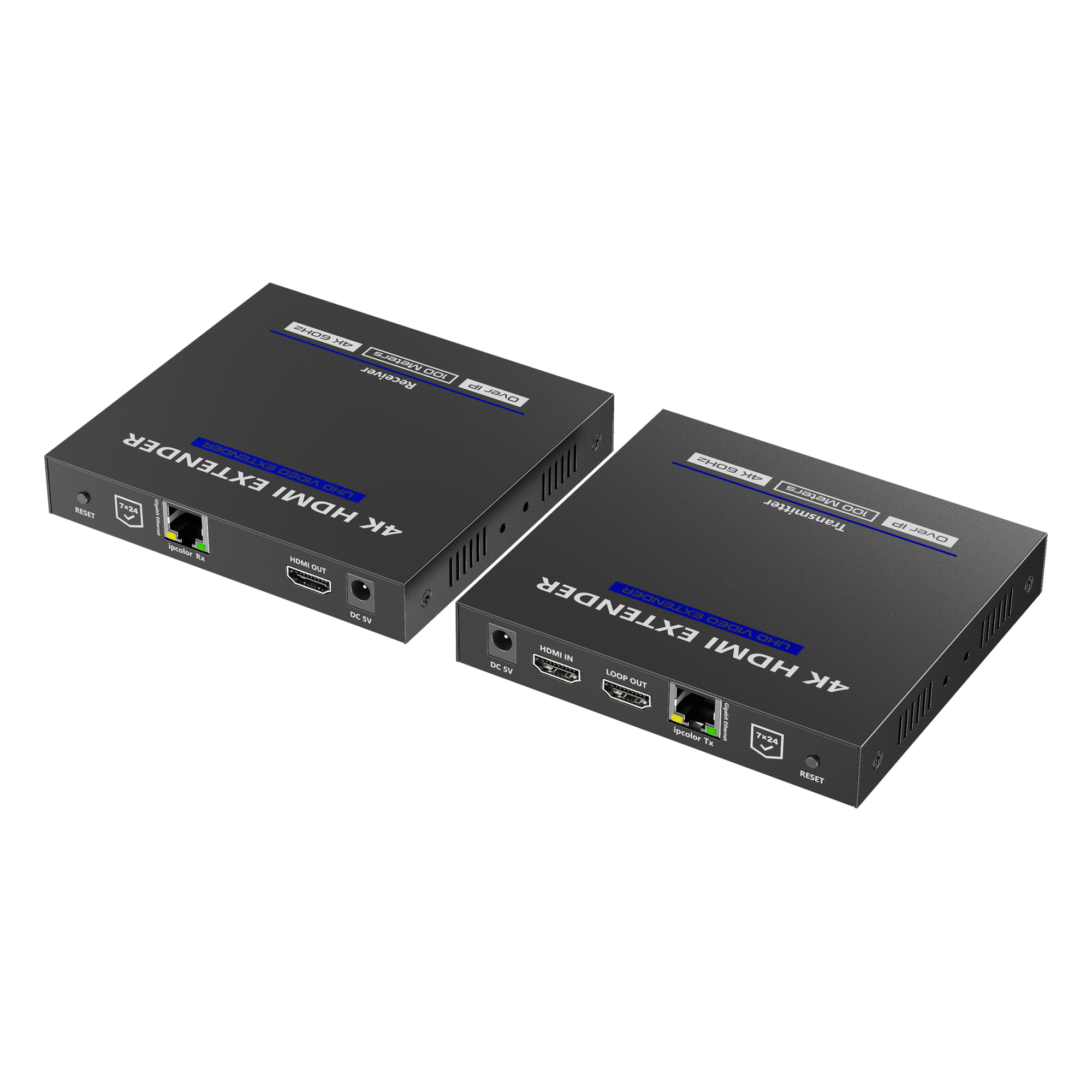 Extensor HDMI sobre IP / 4K@60Hz / Cero Latencia / 100 m (328 ft) / IR Bidireccional / RS-232 / ARC / Salida Loop / IPColor