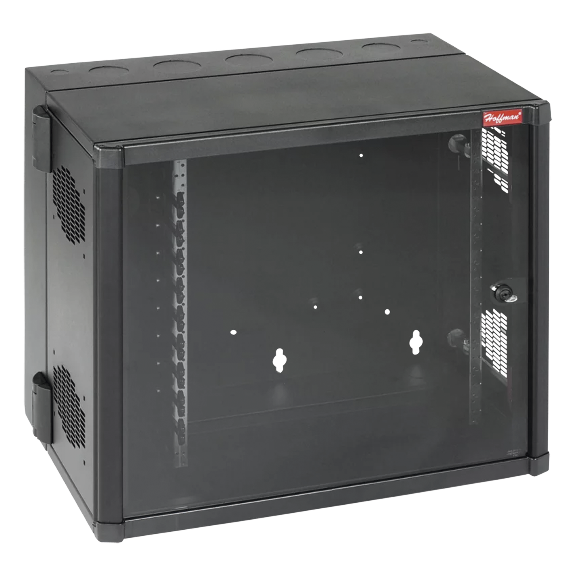 Gabinete de Pared 26 UR / 19in / 700mm Ancho / 637mm Profundidad / 2.3x2.1 pies / Puerta Ventana Seguridad / Negro — HOFFMAN · SKU EWMW482825