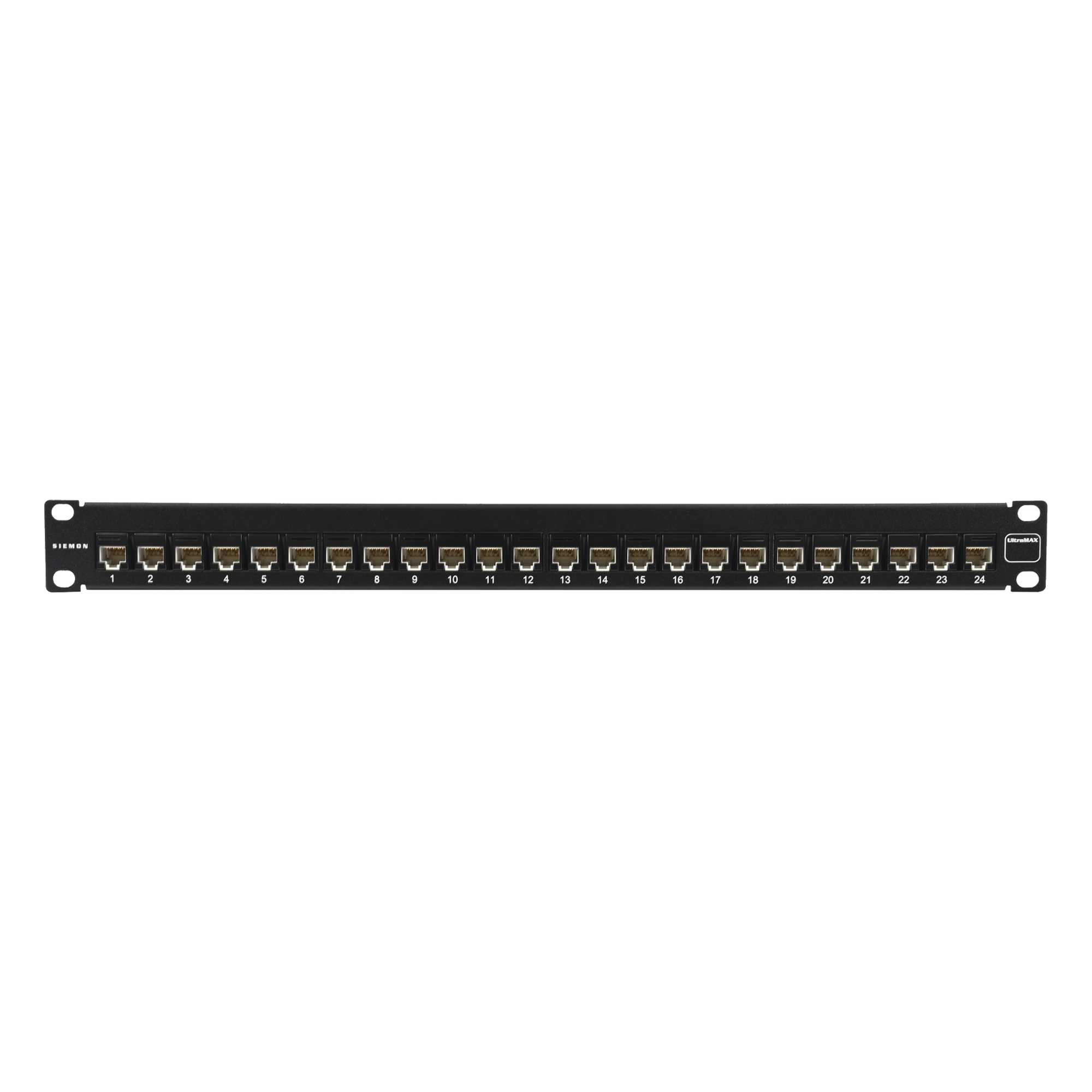 Patch Panel / UTP Cat5e Precargado / 24 Puertos / Plano 1U / Rack 19" — SIEMON · SKU UP5-F1-24L-RS
