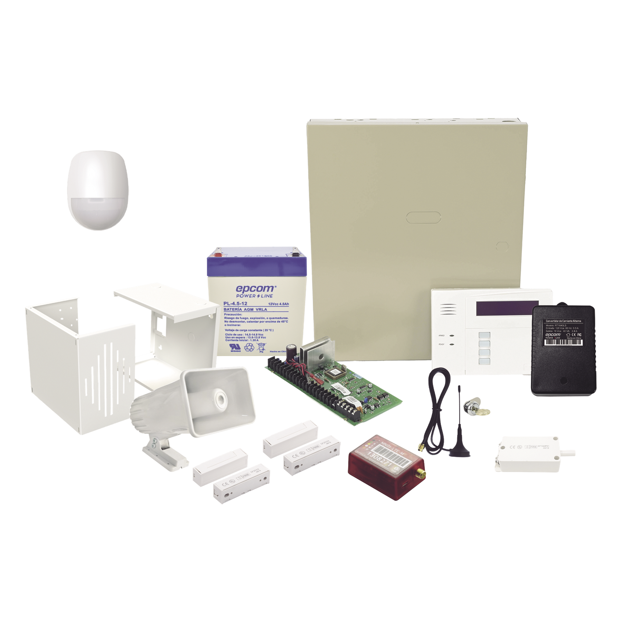 Kit de Alarma Antirrobo / Panel de Control con Teclado Inalámbrico / Comunicador 4G LTE-M/5G / Sensor PIR 18 m (59.1 ft) / Sirena 30 W / 2 Contactos Magnéticos — HONEYWELL HOME RESIDEO · SKU KIT2MINI-60RF