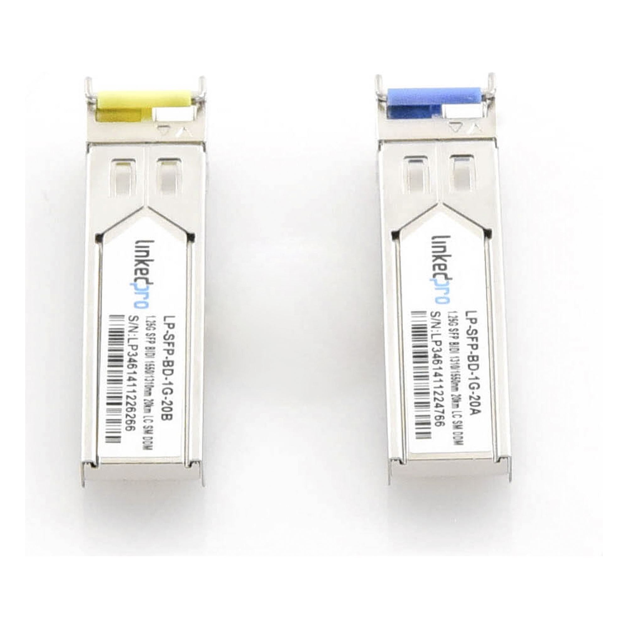 Transceptor Óptico SFP Bidireccional / Monomodo 1310 & 1550 nm / 1.25 Gbps / 1000BASE-BX / LC/UPC Simplex / DDM / Alcance 20 km (65,616 ft) / 2 Piezas