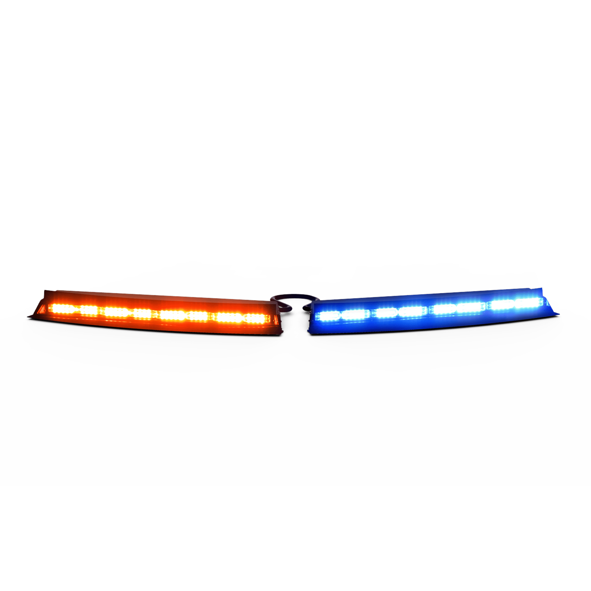 Barra de Luces Interior Tipo Visera / Tricolor Rojo/Azul/Blanco / 144 LED / 12-24V / SAE Class I / Sin Bracket — ECCO · SKU 39-30008-CM