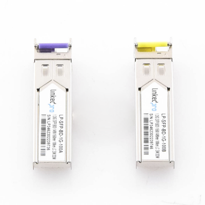 Transceptores Ópticos Bidireccionales SFP (Mini-Gbic) / Monomodo 1490 & 1550 nm / 1.25 Gbps / 1000BASE-BX / Conector LC/UPC Simplex / DDM / Hasta 100 km / 2 Piezas 