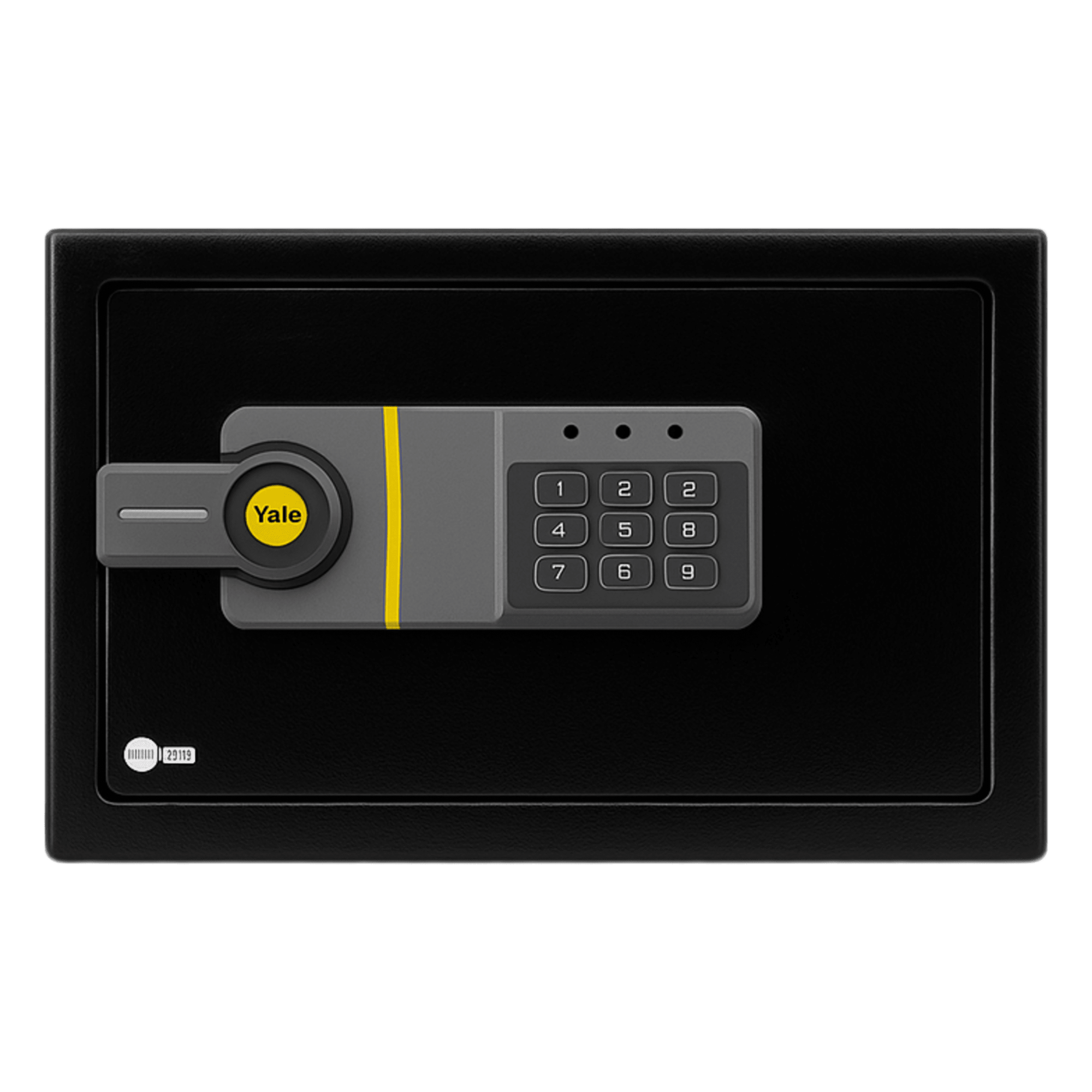 Caja Fuerte Electrónica / Código Programable 3-8 Dígitos / Bloqueo Automático 5 Min / Acero Reforzado 2 Bulones / Alimentación 4 Pilas AA / Indicadores LED — ASSA ABLOY · SKU MX86975