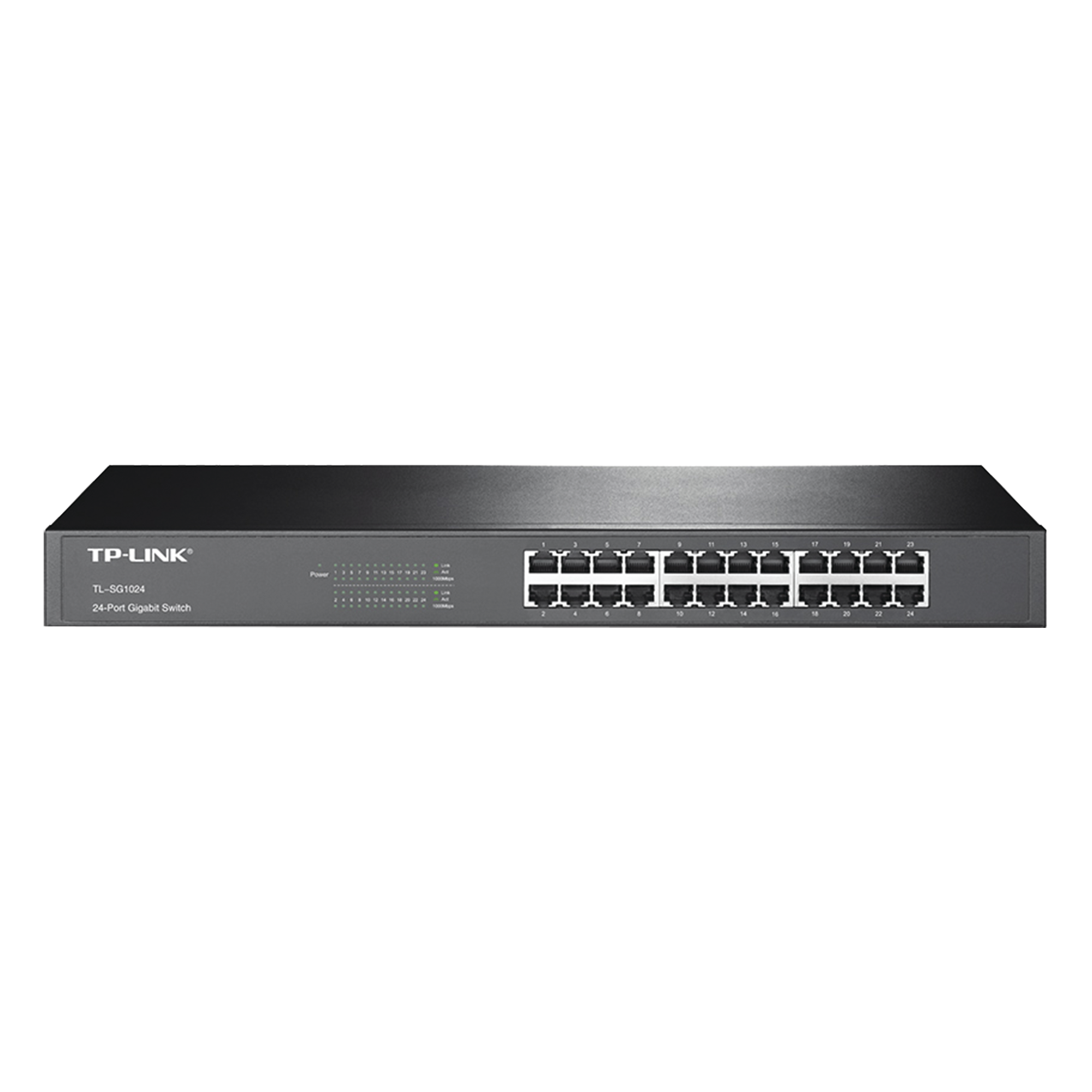 Switch Gigabit no administrable / 24 puertos 10/100/1000 Mbps / 35.7 Mpps / Montaje rack o escritorio — TP-LINK · SKU TL-SG1024
