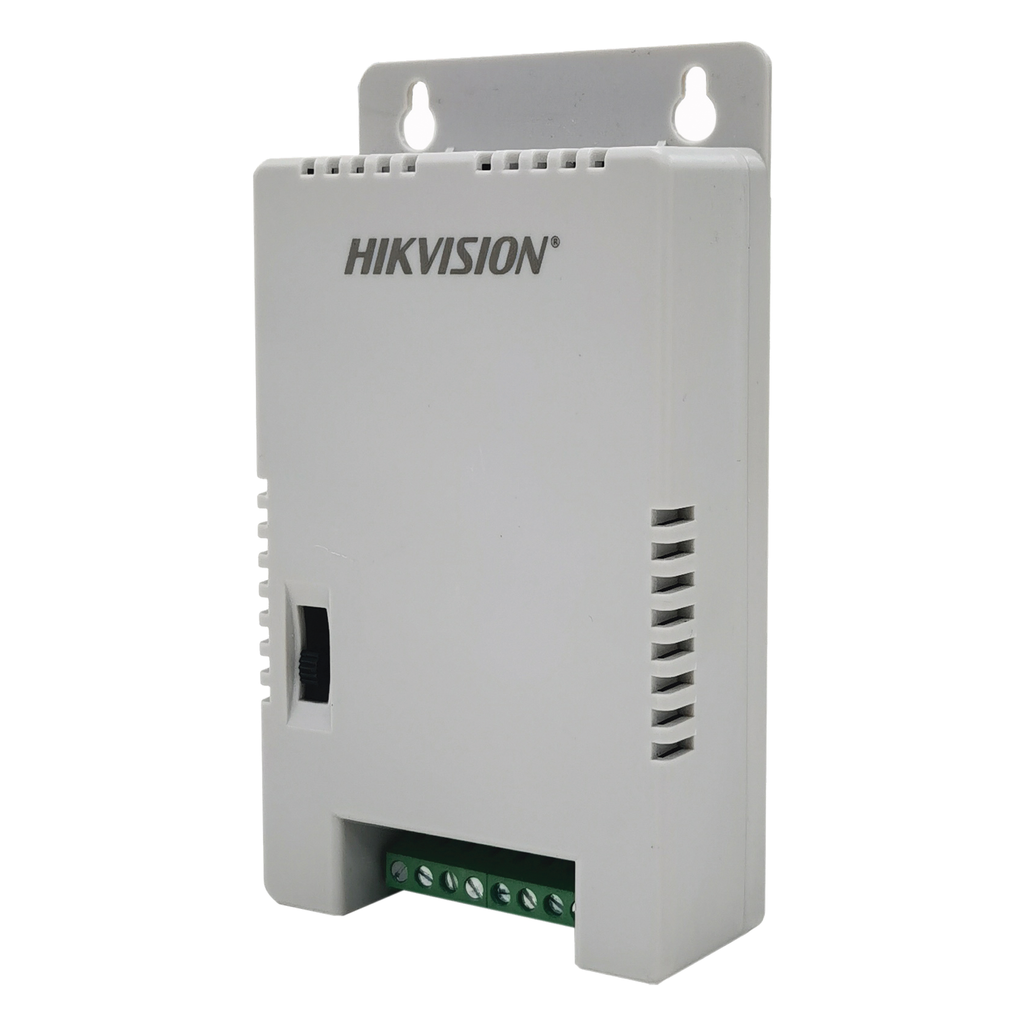 Fuente de Poder Regulada / 4 Salidas / 12/13.5/15 Vcc Seleccionables / 1 Amp por Salida / Entrada 90-130 VCA / Filtro de Ruido 4K — HIKVISION · SKU DS-2FA1225-C4/K