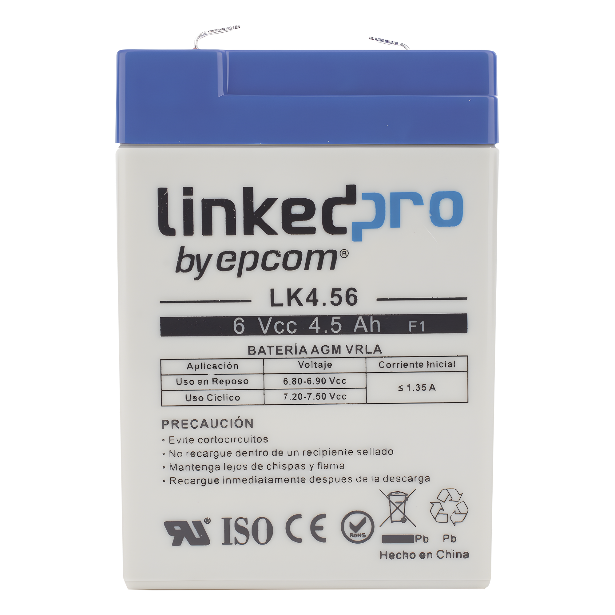 Batería de respaldo 6 V | 4.5 Ah | AGM | Especial para Seguridad Electrónica | UPS  | Sistemas de Emergencia  | Vida útil 5 años | Terminales F1