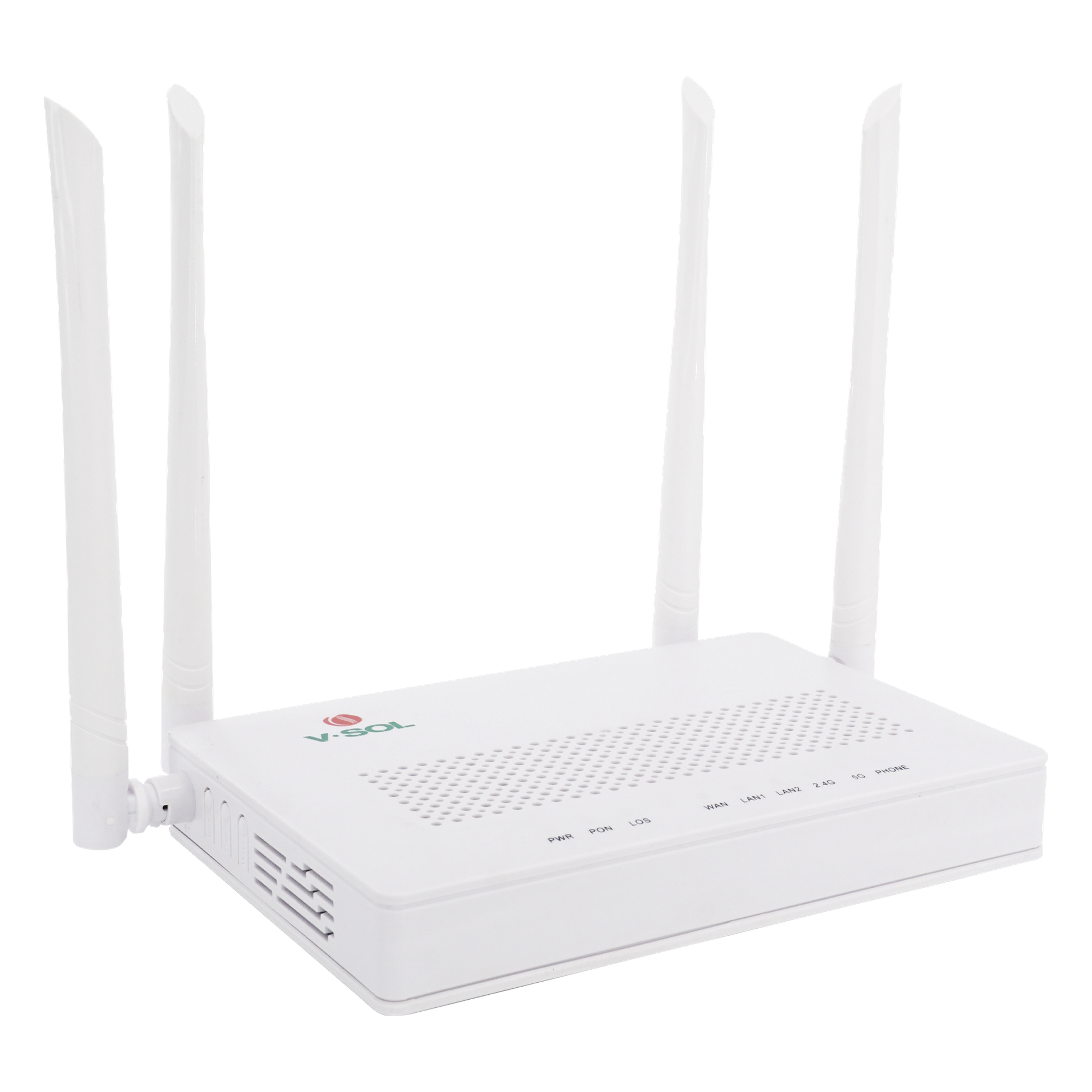 ONU Dual G/EPON / Wi-Fi AC Doble Banda / 2x LAN Gigabit / 1x FXS / 4 Antenas 5 dBi / 12V 1A
