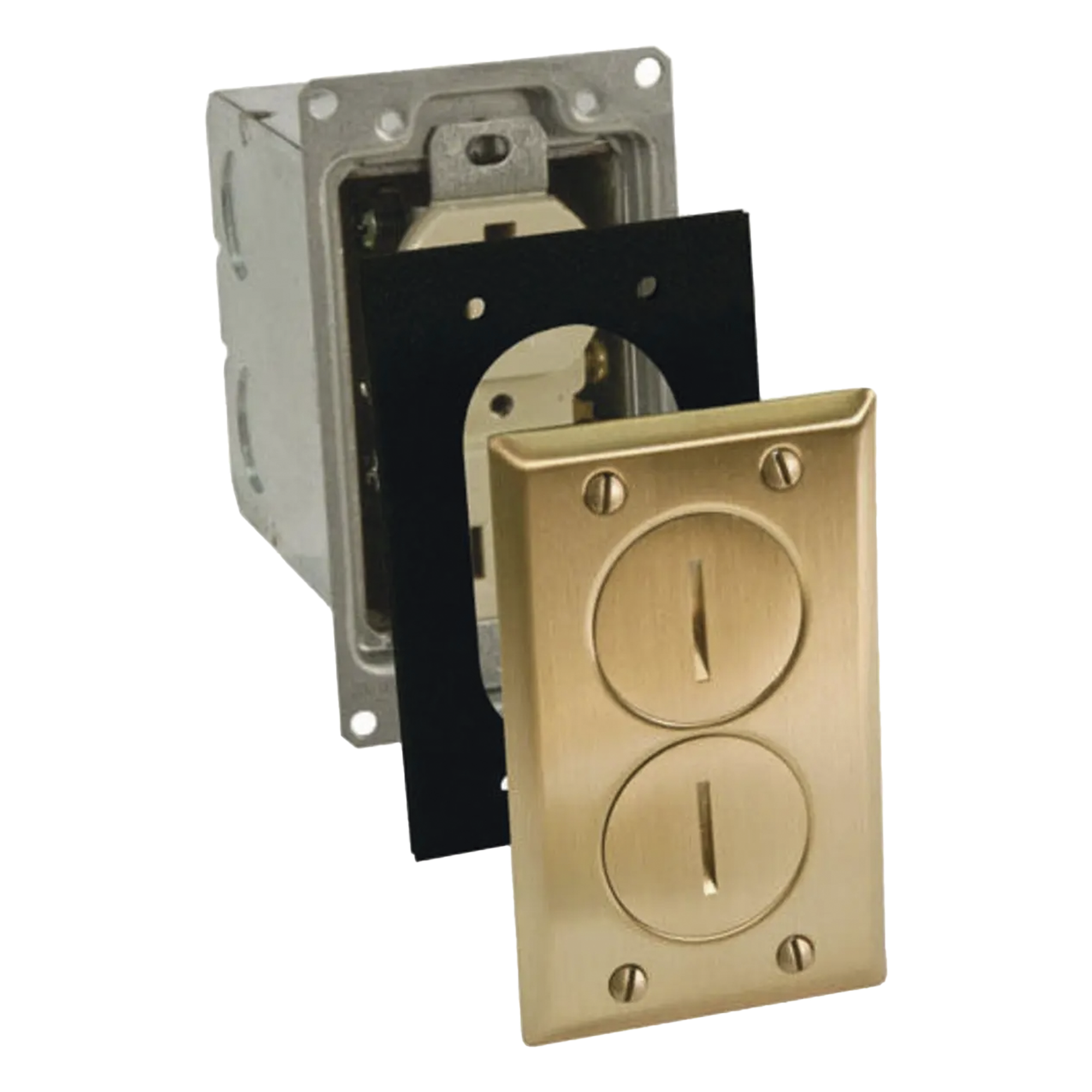 Caja de Piso con Receptáculo / 15A / 125V / 1 Gang / Acabado Latón / 3.25 x 5.313 x 4.75 in — HUBBELL · SKU HUB-RF6500-BR
