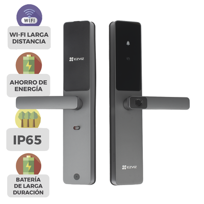 Cerradura Inteligente / Cerrojo Tipo Americano / Wi-Fi / Bluetooth  /  Códigos Temporales Para Visitantes / Lectura de Huella / Lectura de Tag / Contraseña /  Botón para Timbrar / Apertura remota desde la APP /  No Requiere Hub 