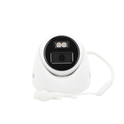 Turret IP 4 Megapixel / Imagen a Color 24/7 / PoE / Lente 2.8 mm / Luz Blanca 30 mts / Exterior IP67 / WDR 120 dB / H.265+ / ONVIF 