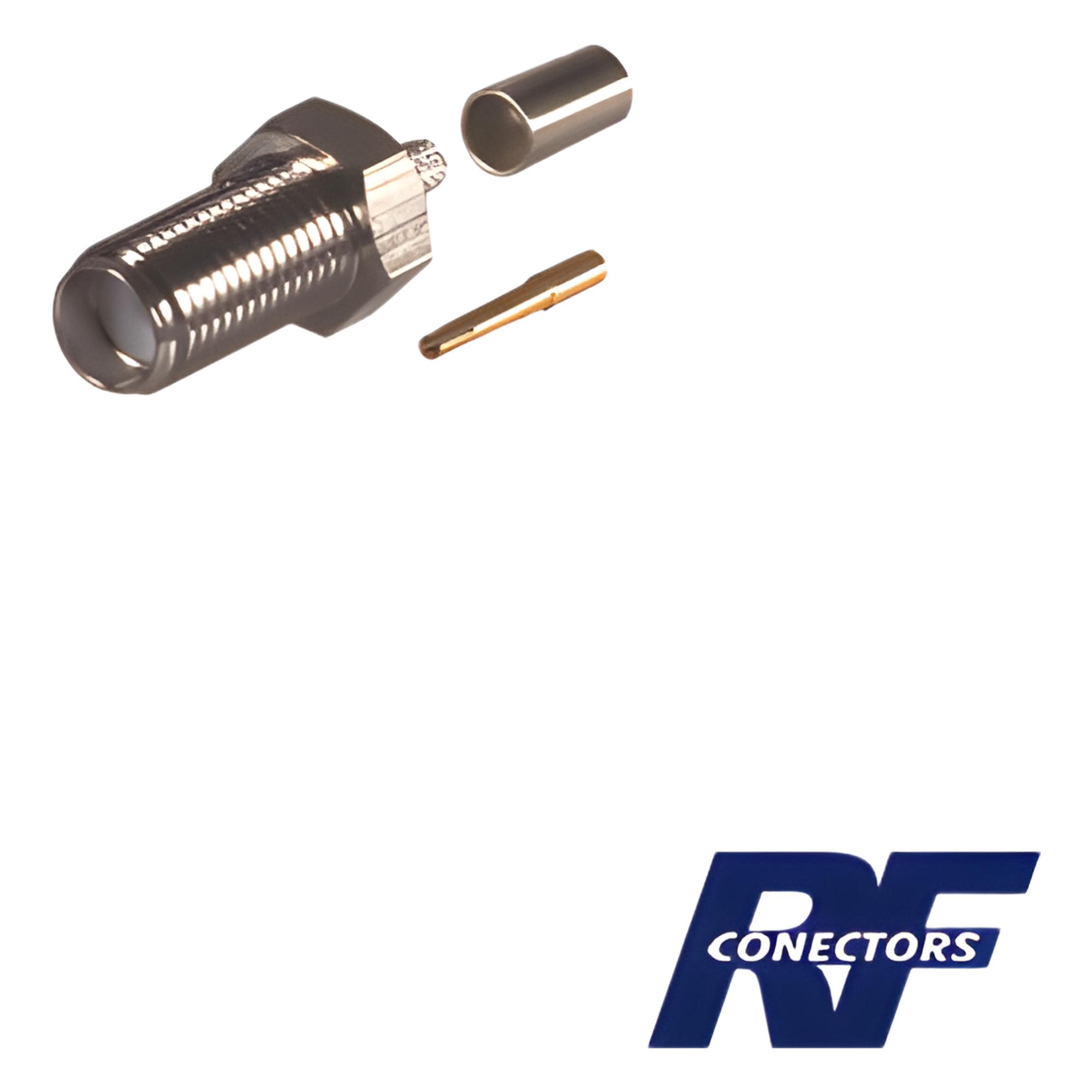 Conector Coaxial SMA Hembra / Anillo Plegable / Para Cable RG-58/U / Cuerpo Bronce Niquelado / Contacto Oro / Aislante Teflón — RF INDUSTRIES,LTD · SKU RSA-3050-C