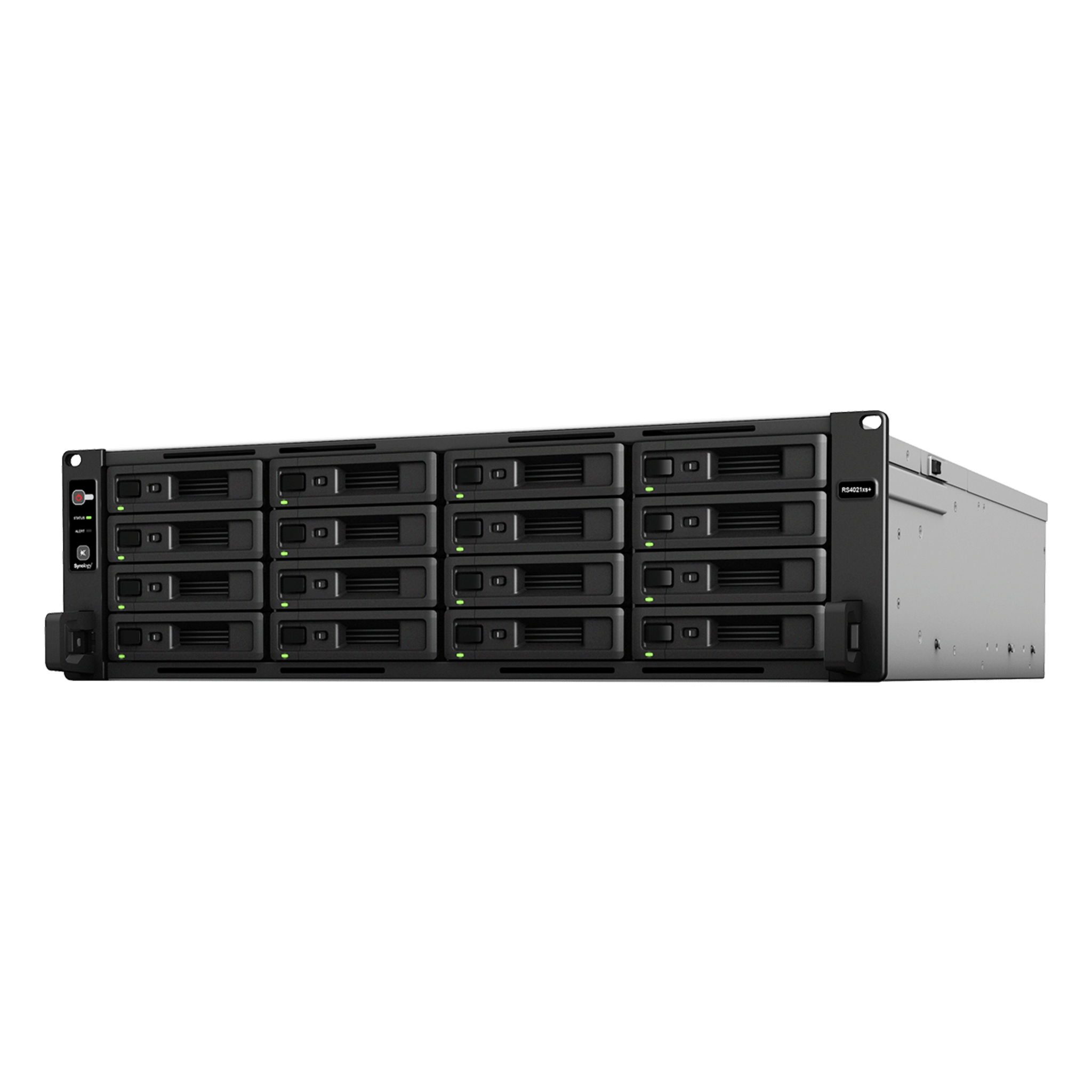 Servidor NAS Rack / 16 Bahías / Intel Xeon D-1541 8 Núcleos / 16 GB DDR4 ECC Ampliable a 64 GB / 403,000 IOPS / 6,200 MB/s Lectura / RAID F1 / Doble Fuente Redundante — SYNOLOGY · SKU RS4021XS+