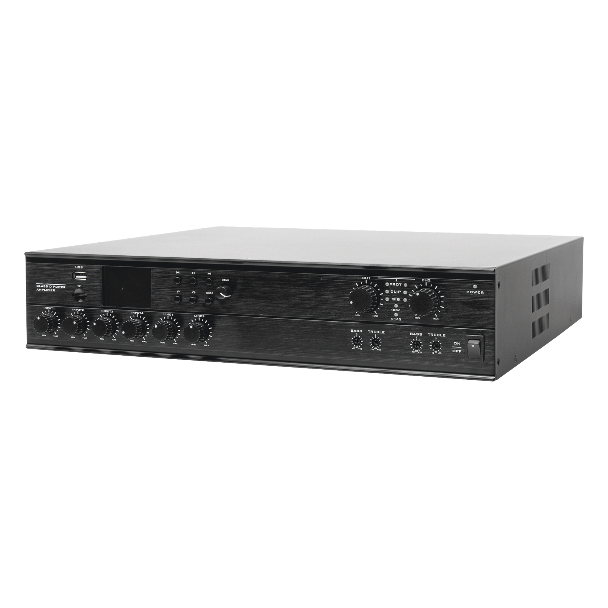 Amplificador Mezclador Matricial / 2 zonas / 240W por canal / 6 entradas / Bluetooth USB SD FM / 4 entradas mic con phantom / 100V y 4-16Ω / 787 pies de cobertura — EPCOM PROAUDIO · SKU SF-2240UC