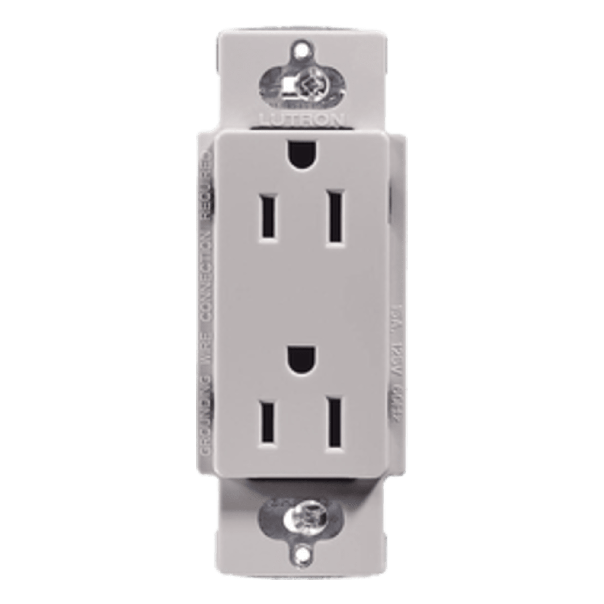 Contacto Dúplex de Pared / 15 A / 125 V / Placa Frontal Gris / Instalación Sin Tornillos Visibles / Compatible Multi-Gang — LUTRON ELECTRONICS · SKU CAR15GRS