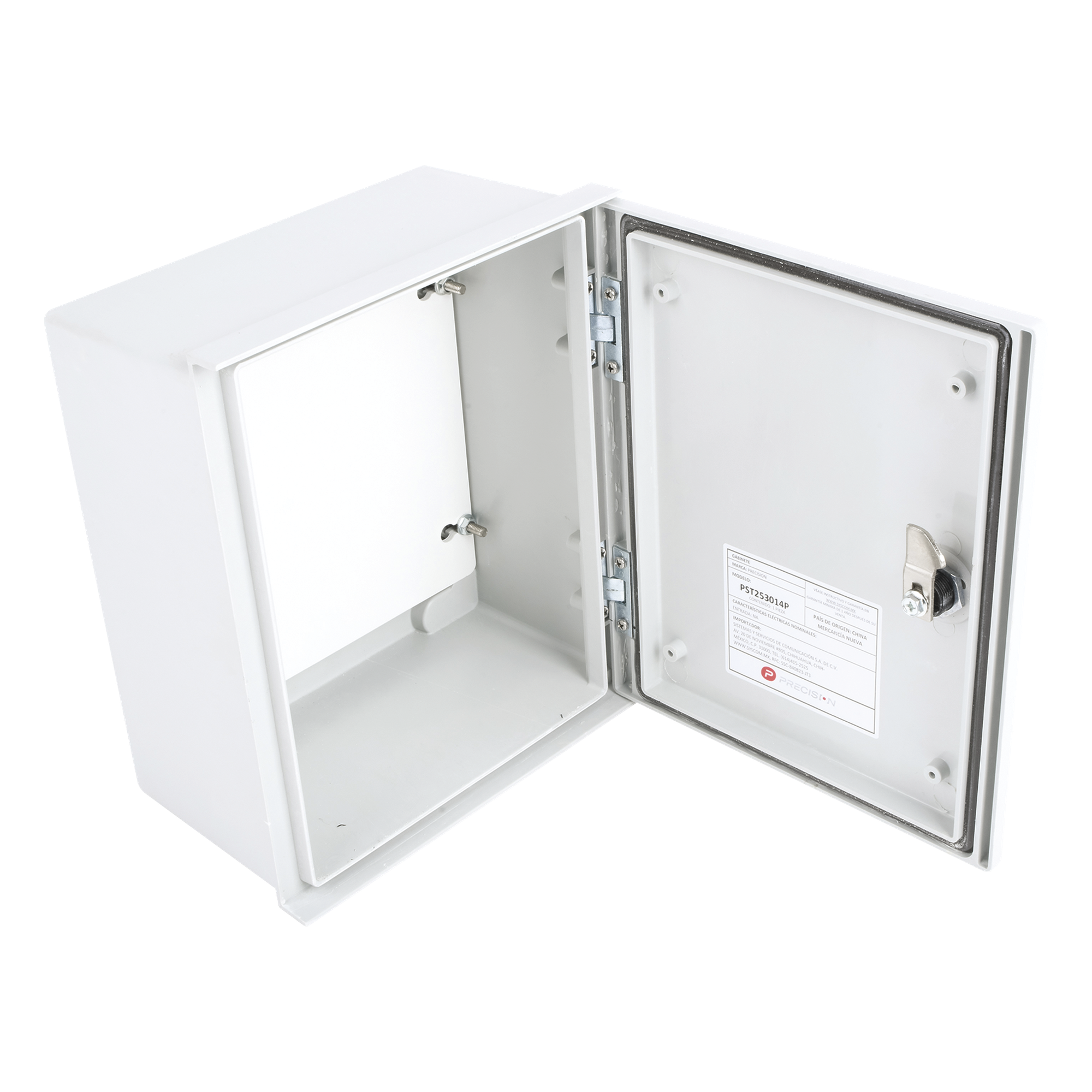 Gabinete de Poliéster / IP65 / 250 x 300 x 140 mm / Carga 30 kg / Placa Trasera Incluida / Cerradura con Llave
