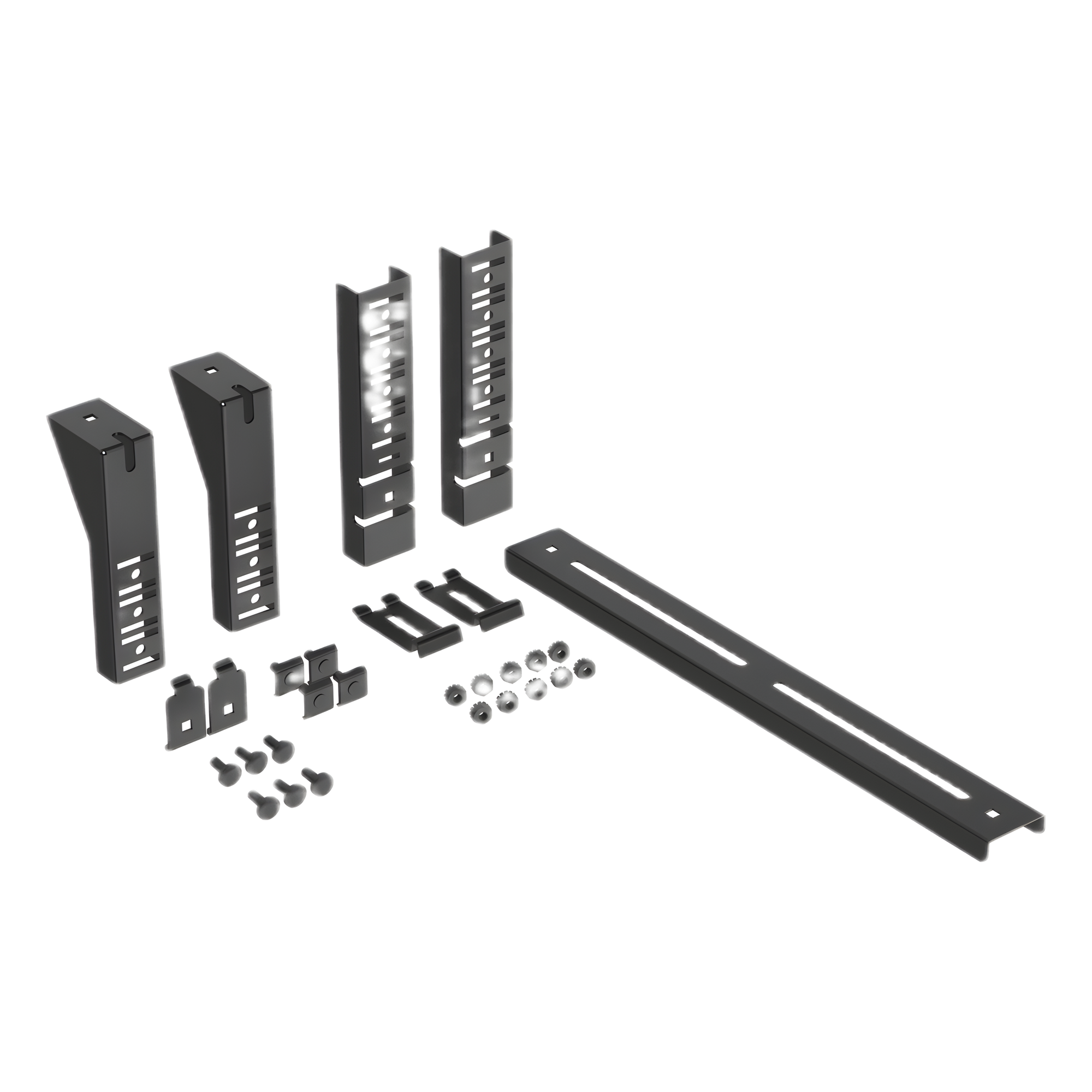 Soporte Trapezoidal Apilable / 300 mm (12") Ancho / Acero Recubierto en Polvo / Negro / Centros de Datos