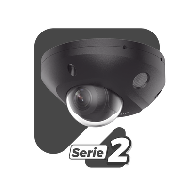 [Dual Light + 2 Micrófonos Integrados] Mini Domo IP 4 Megapixel / Color Negro / Lente 2.8 mm / 30 mts Luz Blanca + 30 mts IR / ACUSENSE / Exterior IP67 / IK08 /  WDR 120 dB / PoE / ONVIF / Alarmas I/O / Micro SD / ACUSEEK