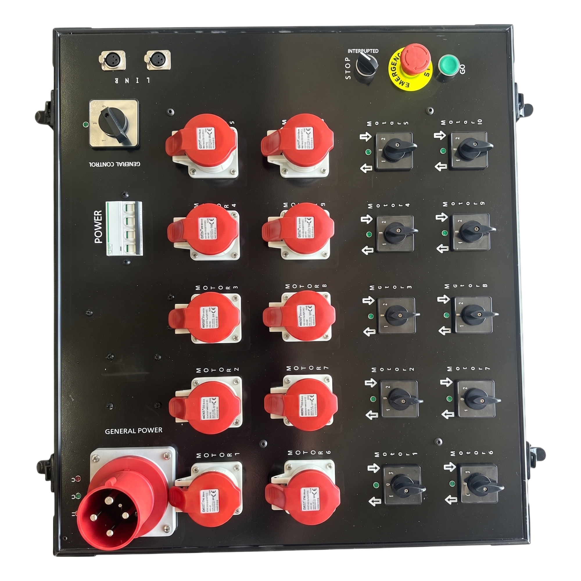 Controlador de Polipastos / 10 Canales Independientes / Control Directo Trifásico 110V / Rack Touring Grade — SHINESTAGE · SKU YS-CM-10