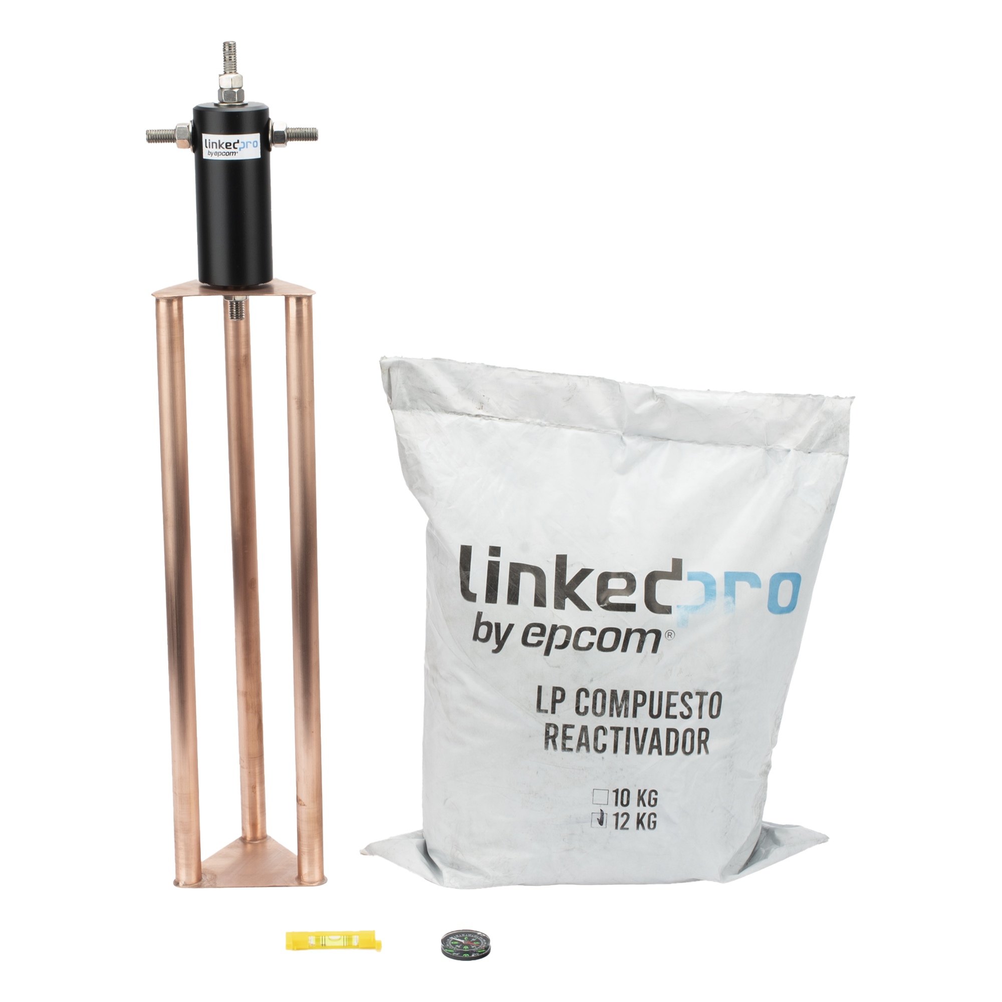 Electrodo Puesta a Tierra / Cobre Electrolítico / Diseño Delta / Filtro Equipotencial / Compuesto 12 kg / 50 cm (19.7 in) — LINKEDPRO BY EPCOM · SKU LP-GROUND-60A
