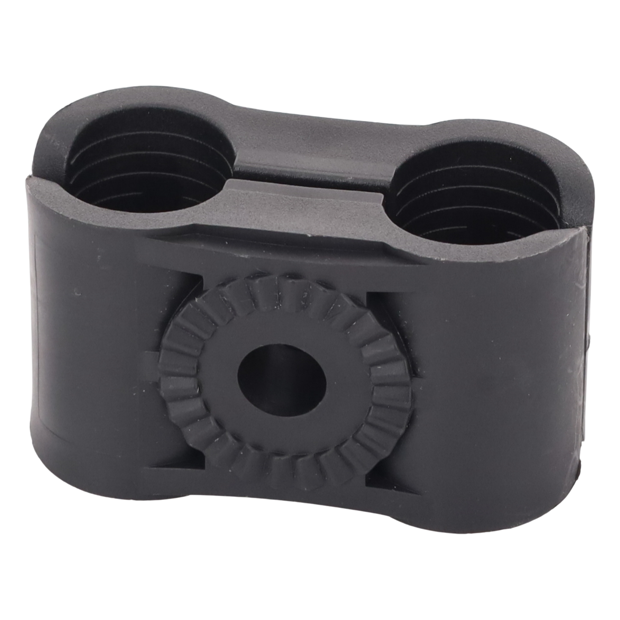Sujetador Plástico para Cable Coaxial / Doble Fijación / 5/8" / Varilla Roscada 3/8" o M10 / ISO 9001:2015 y RoHS