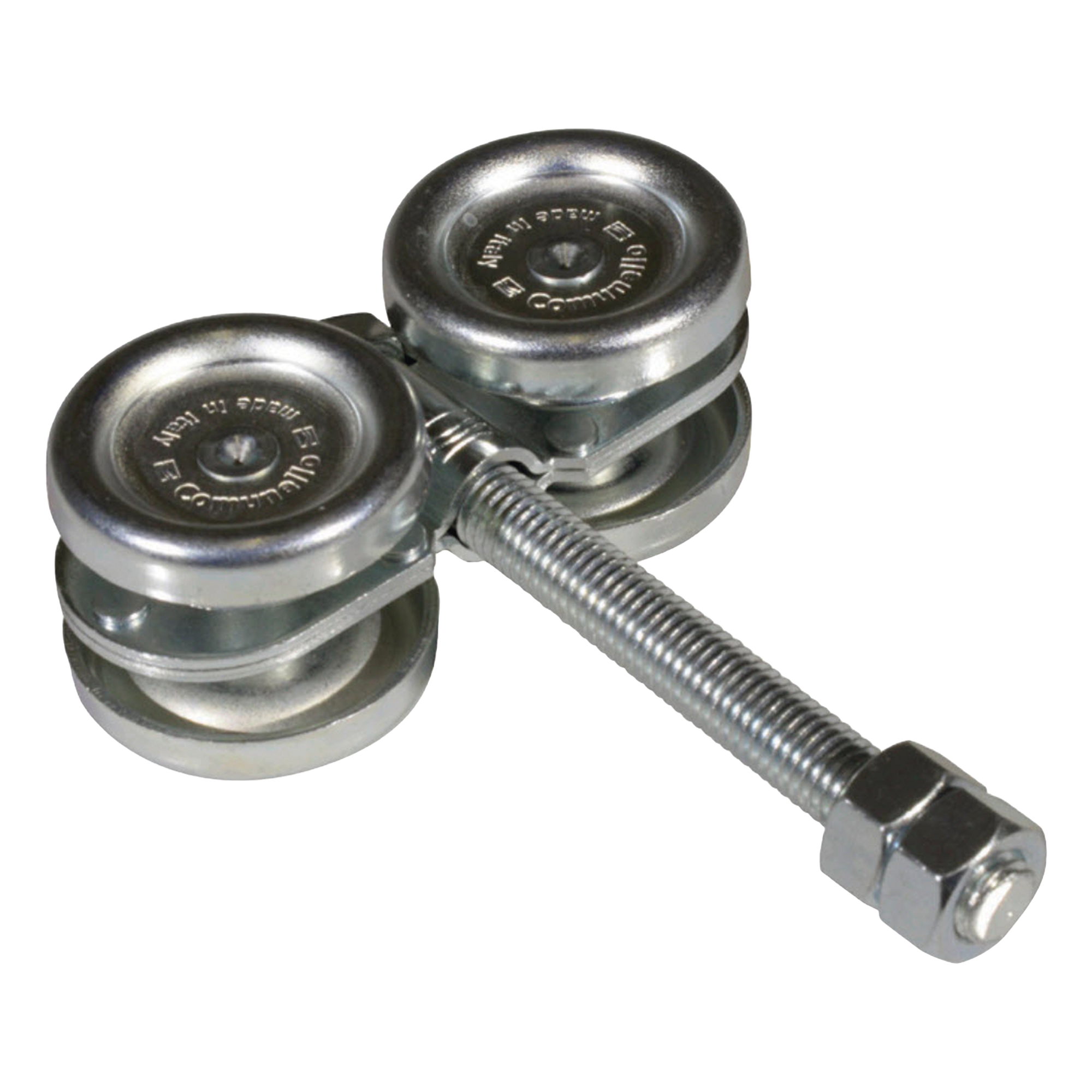Kit de Carretillas para Puertas Colgantes / 4 Ruedas con Cojinete / Carga 150 lbs (68 kg) / Acero Galvanizado / 2 Unidades — COMUNELLO · SKU 1991-8125